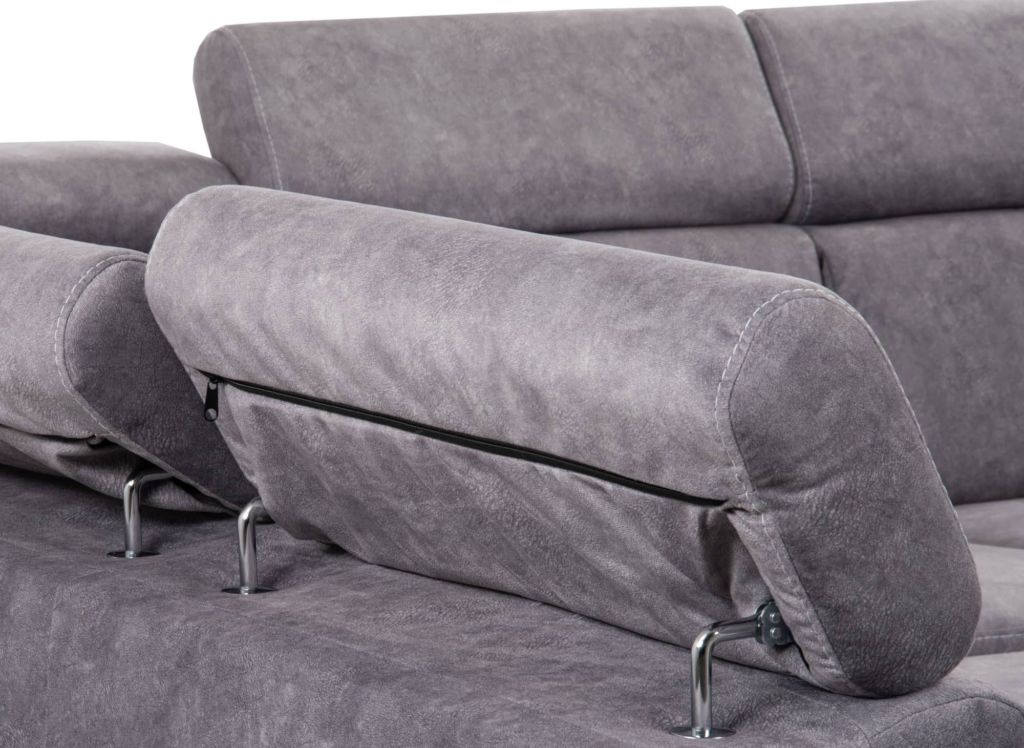 Divano angolare trasformabile e reversibile in tessuto grigio chiaro MERYL