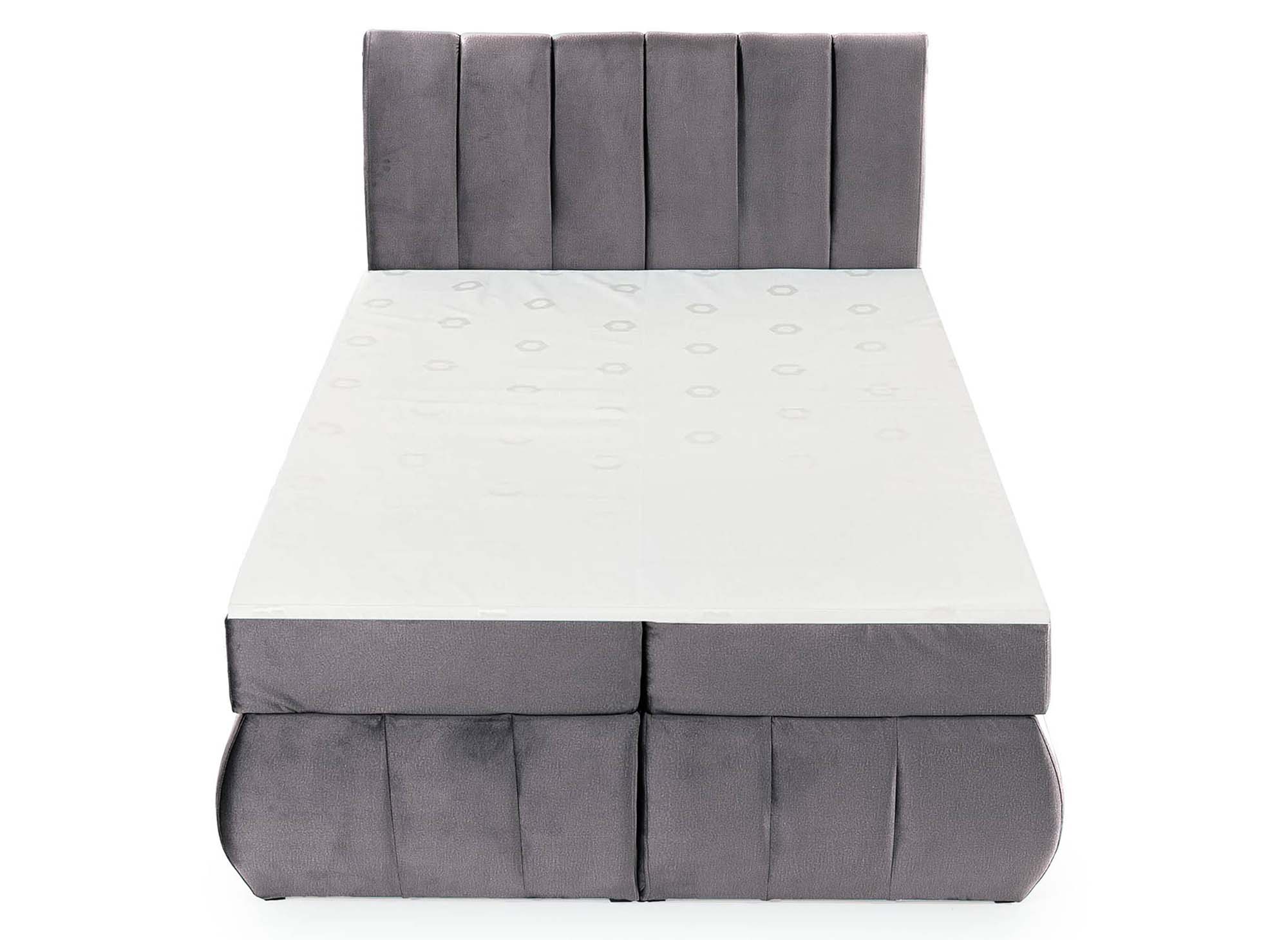 Lit boxspring 140x200 avec coffre de rangement en velours gris - VALERIA