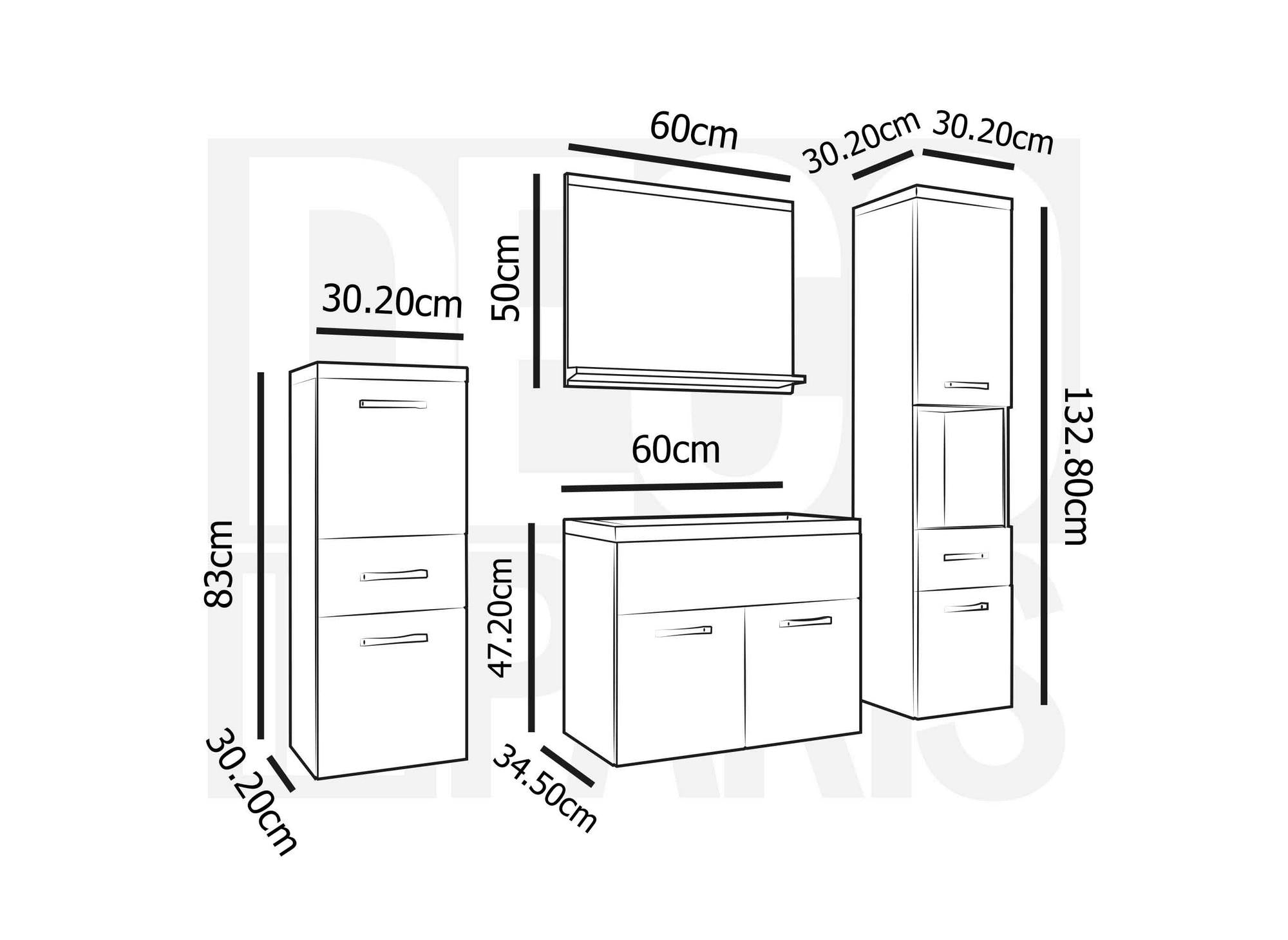 Ensemble meubles salle de bain suspendu - Bois et blanc SHELBY