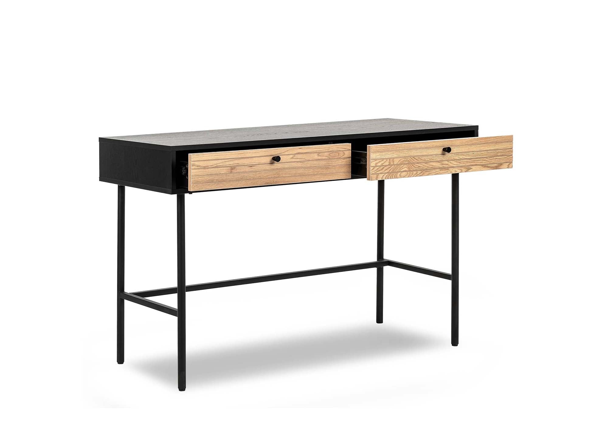 Bureau 2 tiroirs en bois et métal noir DARYL