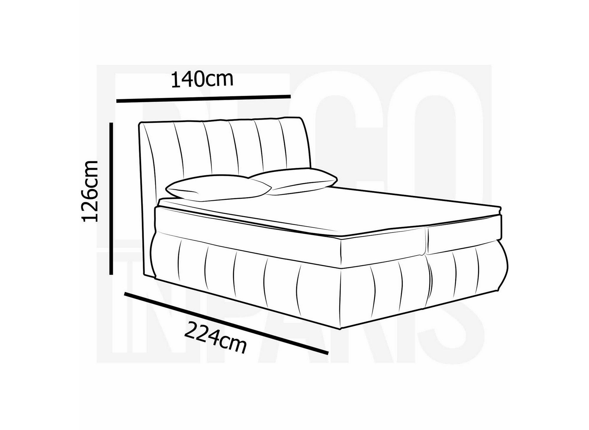 Lit boxspring 140x200 avec coffre de rangement en velours gris - VALERIA