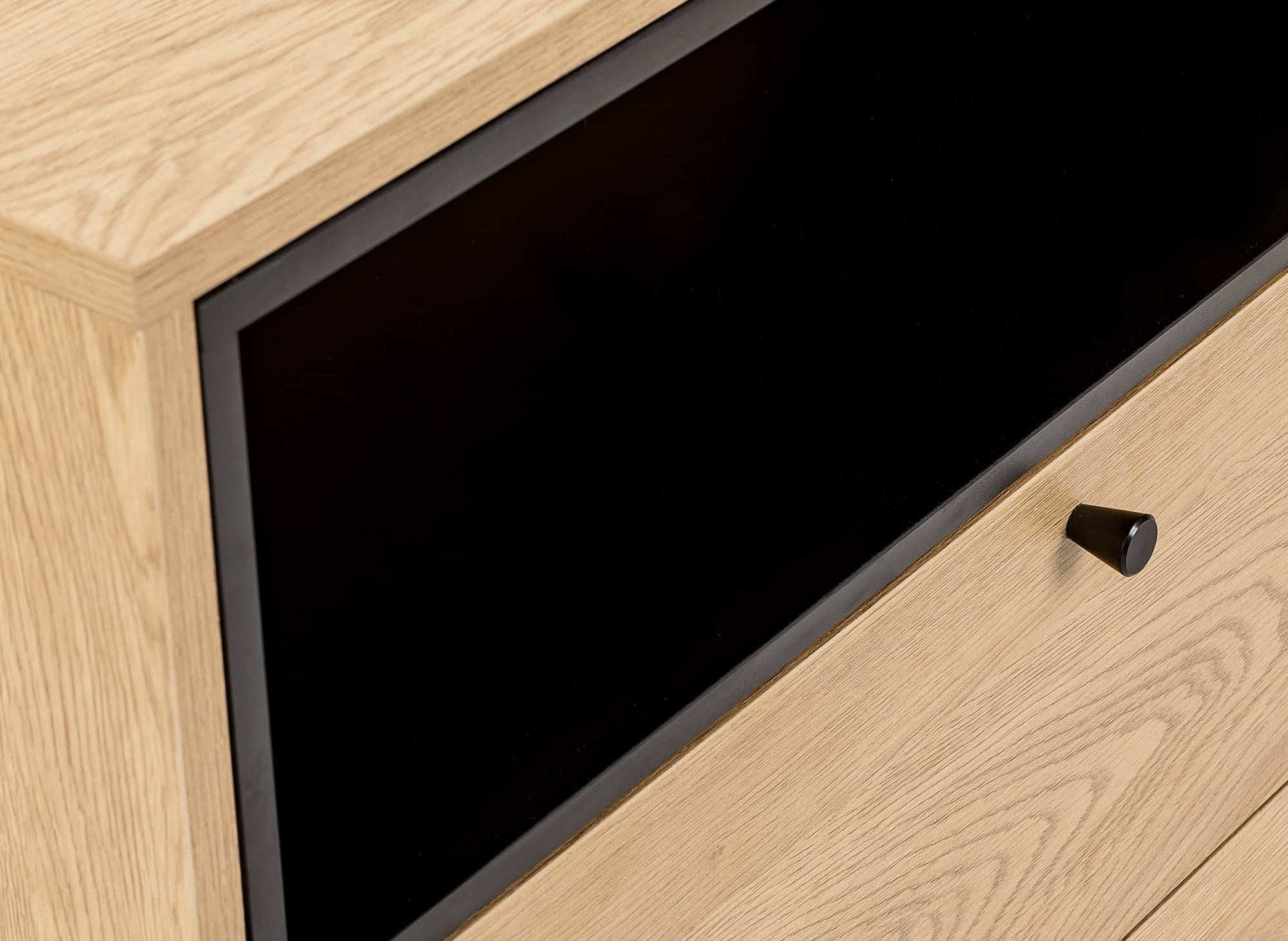 Commode 2 tiroirs en bois clair et métal noir SOHANE