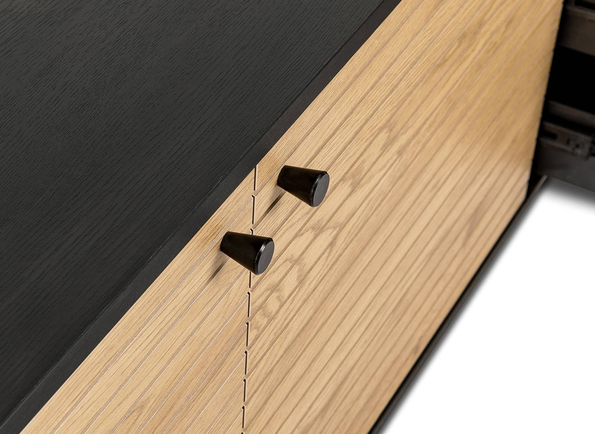 Buffet enfilade 3 tiroirs 2 portes en bois et métal noir DARYL