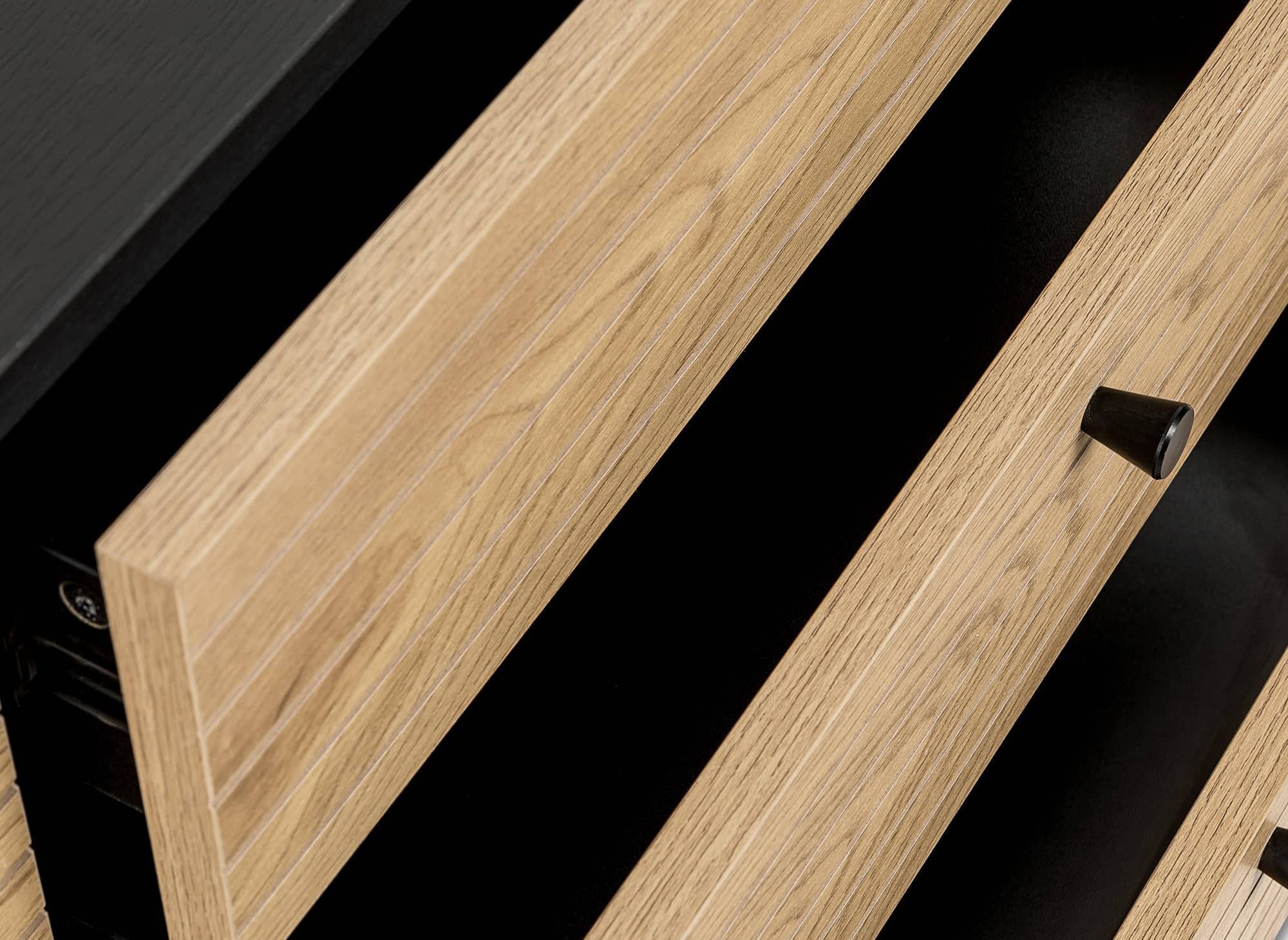 Buffet enfilade 3 tiroirs 2 portes en bois et métal noir DARYL