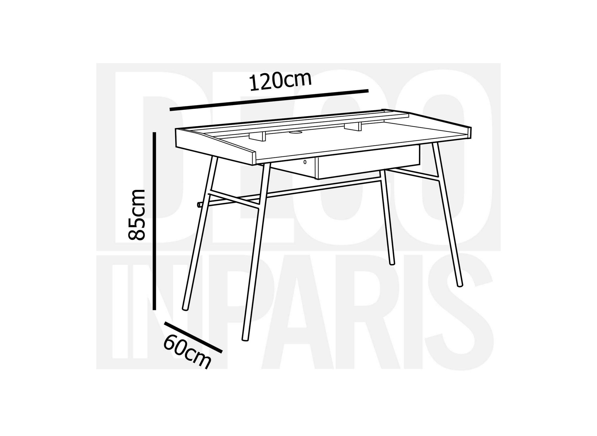 Bureau industriel 1 tiroir 1 étagère en bois et métal GASPARD