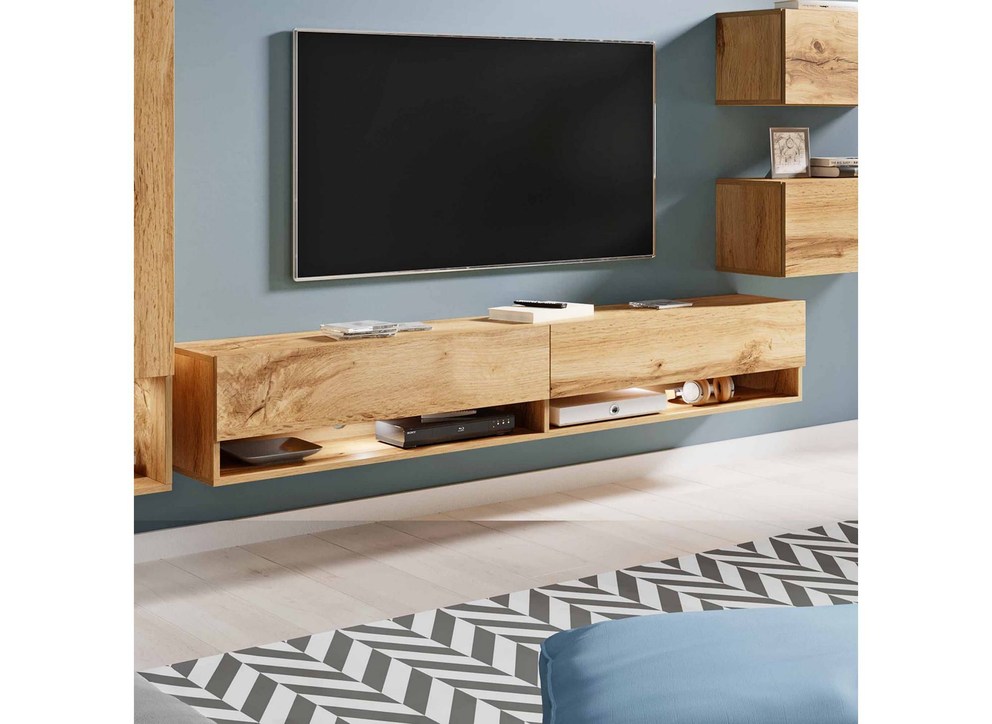 Mobile TV moderno in rovere con LED - AMANDA