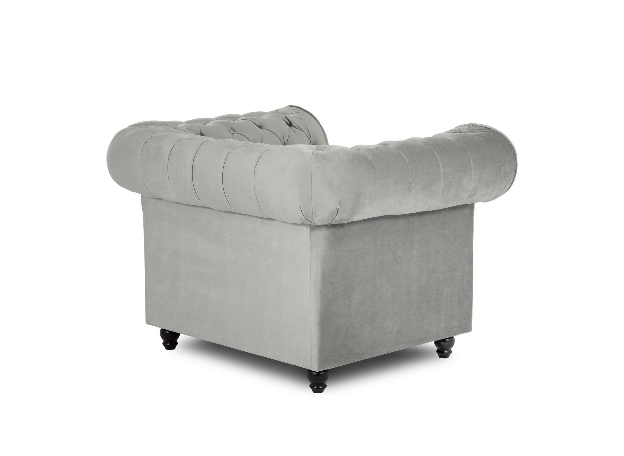 Fauteuil chesterfield en velours gris - WILSTON