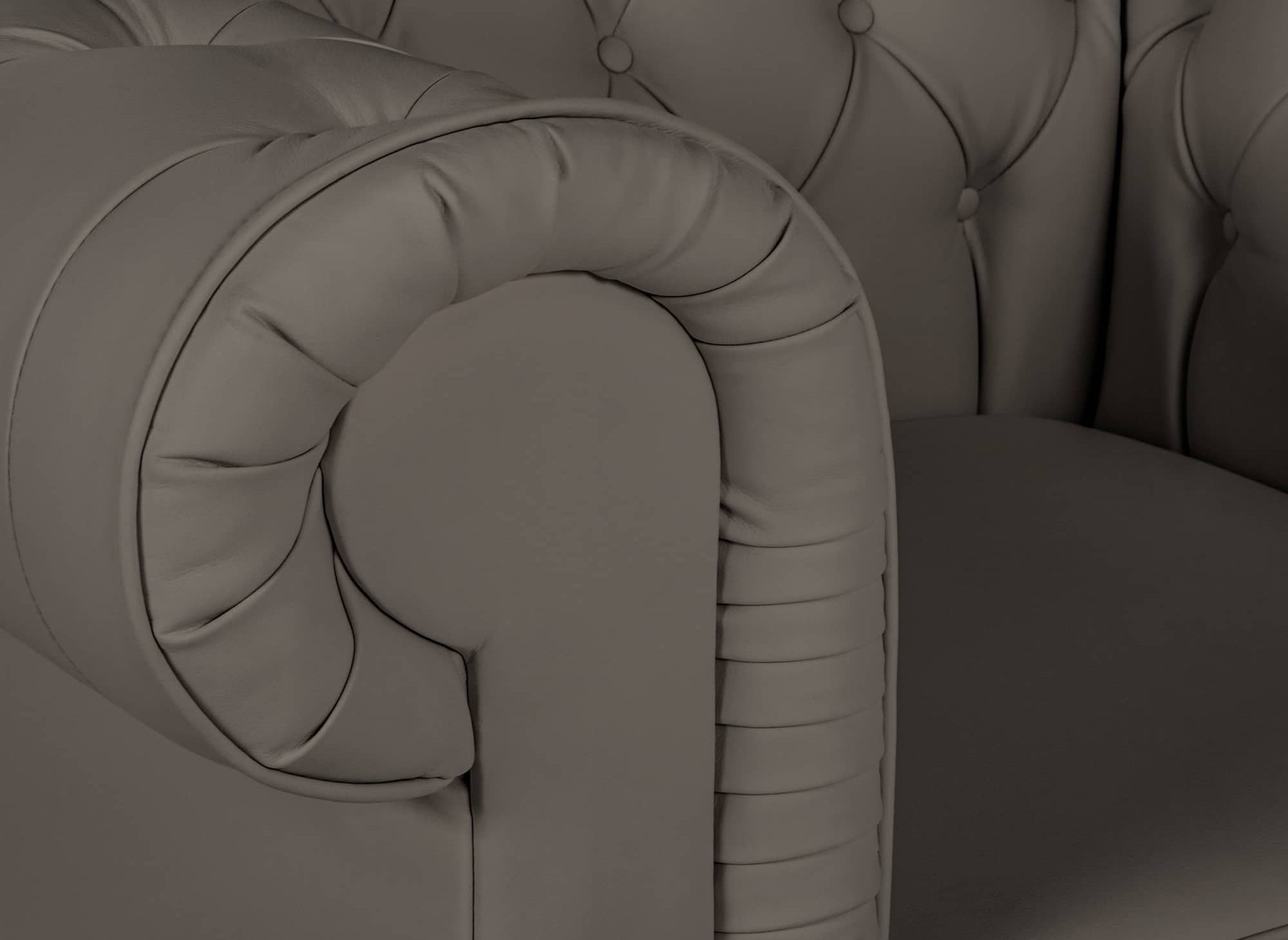 Fauteuil chesterfield en simili cuir taupe - WILSTON