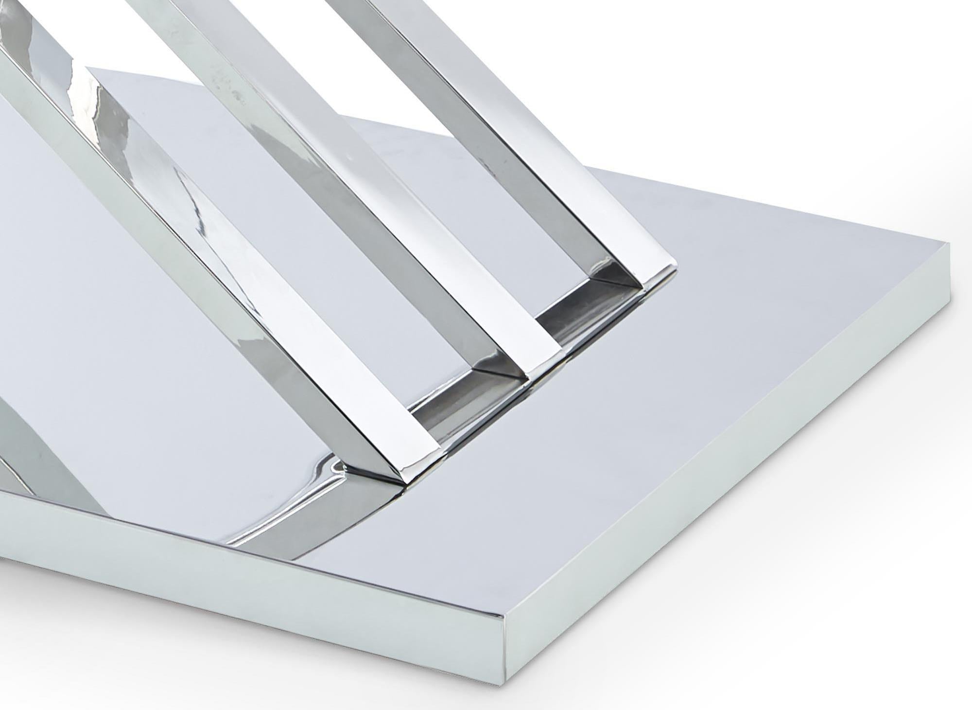 Table basse rectangulaire design avec pieds géométrique argentés NELLA