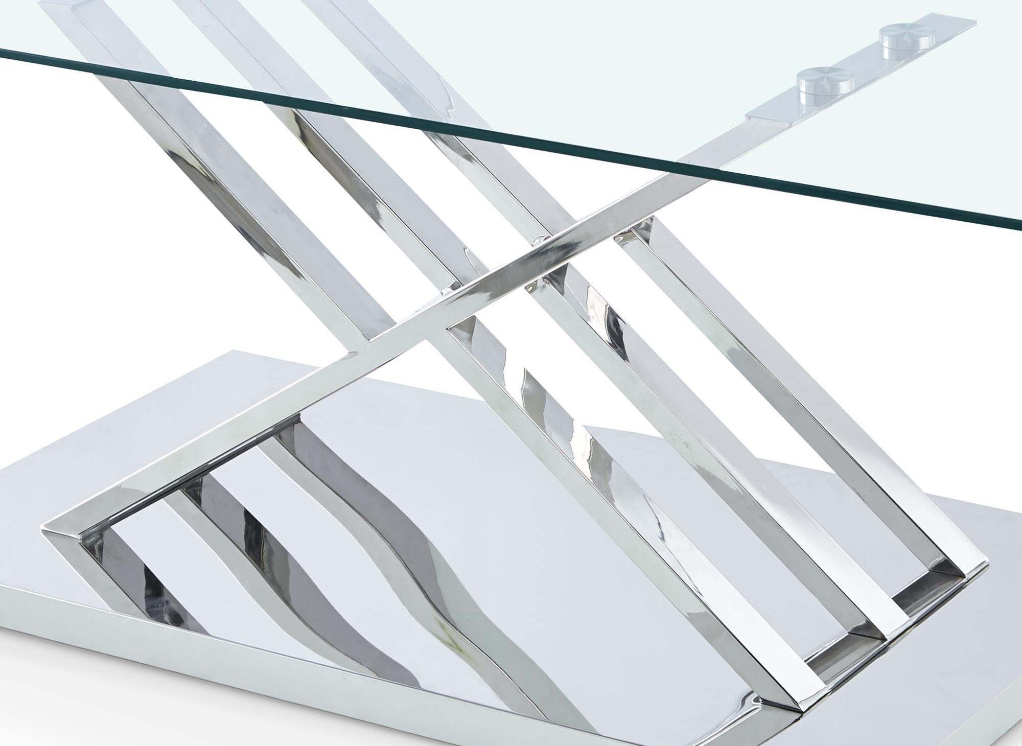 Table basse rectangulaire design avec pieds géométrique argentés NELLA