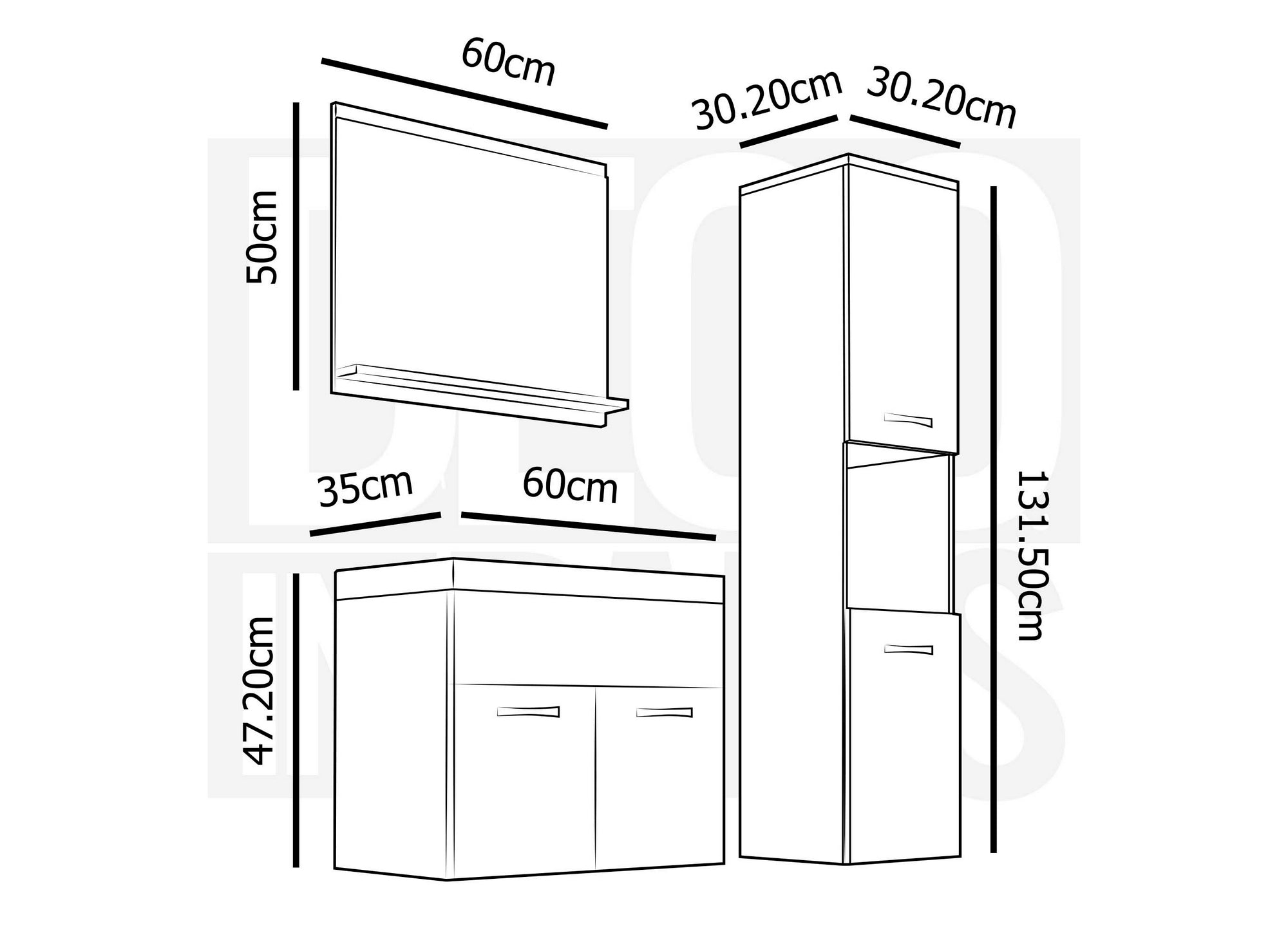 Ensemble meubles salle de bain design suspendu - Bois clair HARMONY