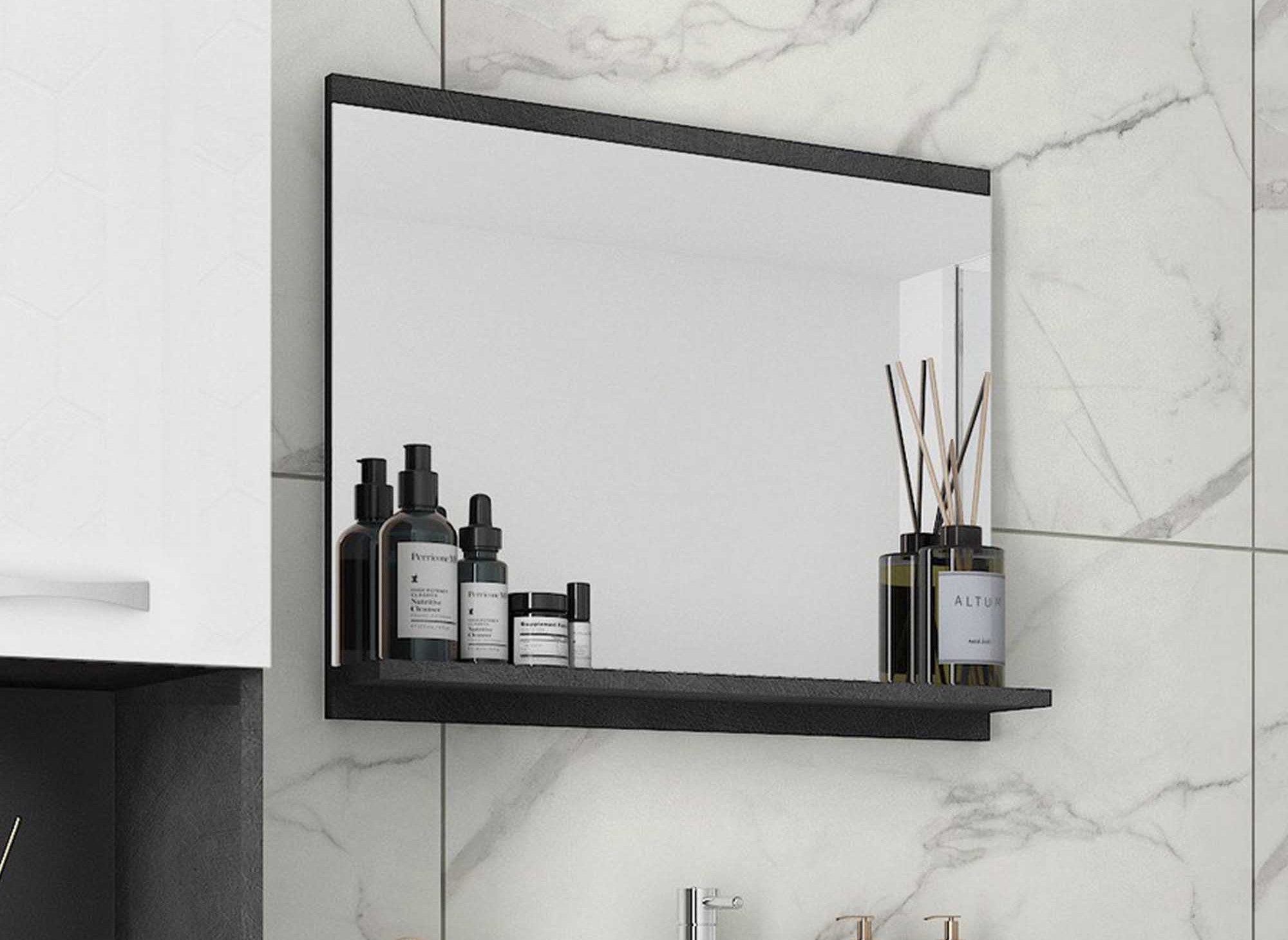 Ensemble meubles salle de bain design suspendu - Gris foncé et blanc HARMONY