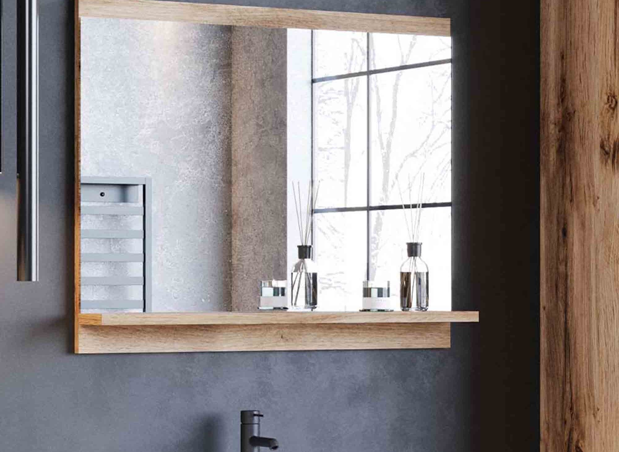 Ensemble meubles salle de bain design suspendu - Bois vieilli noir ALBY