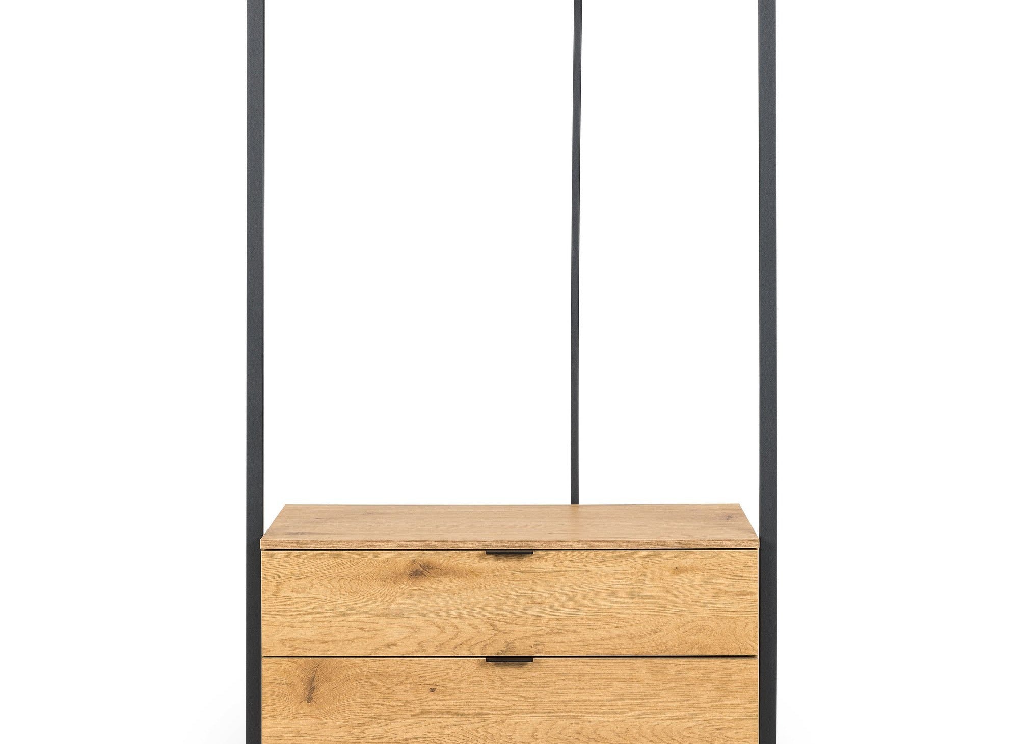 Meuble d'entrée portant et 2 tiroirs en bois et métal GLENN