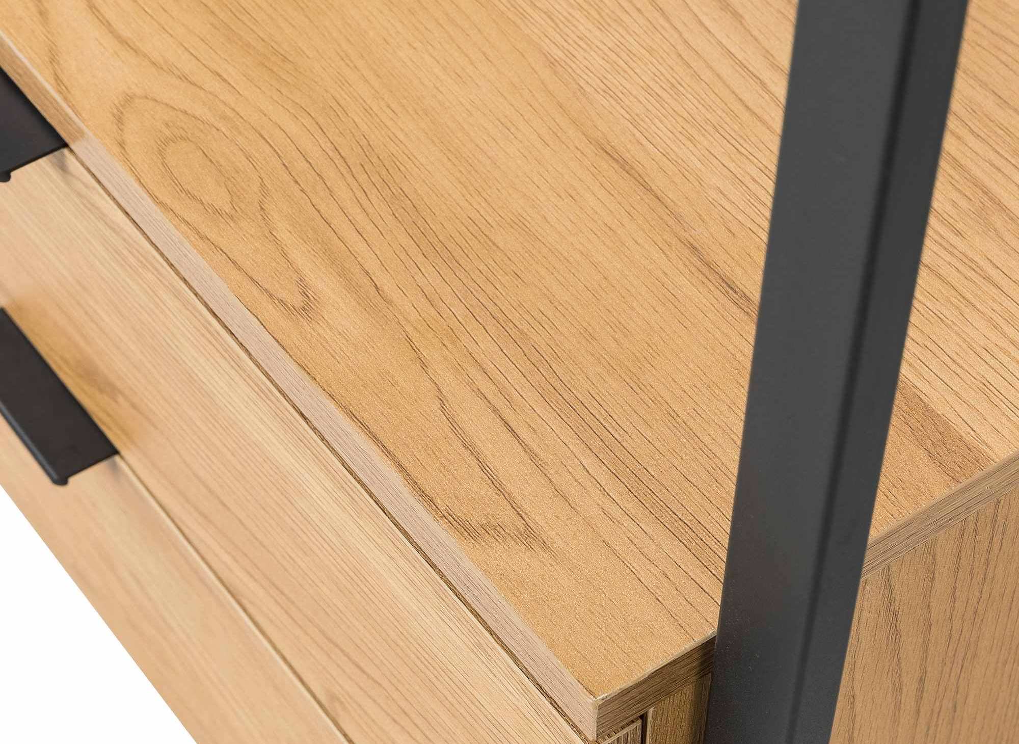 Meuble d'entrée avec armoire miroir et 2 tiroirs en bois et métal GLENN