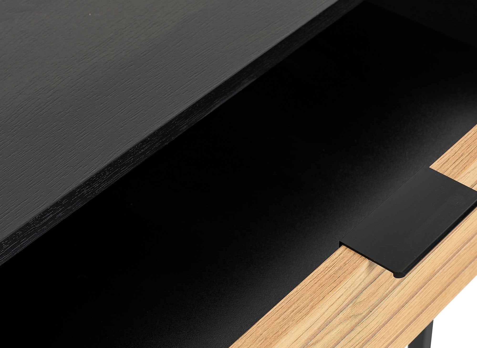 Bureau 2 tiroirs en bois clair et métal noir TISSIA