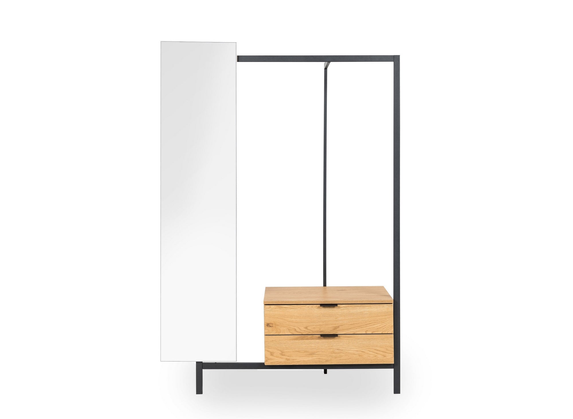 Meuble d'entrée avec armoire miroir et 2 tiroirs en bois et métal GLENN