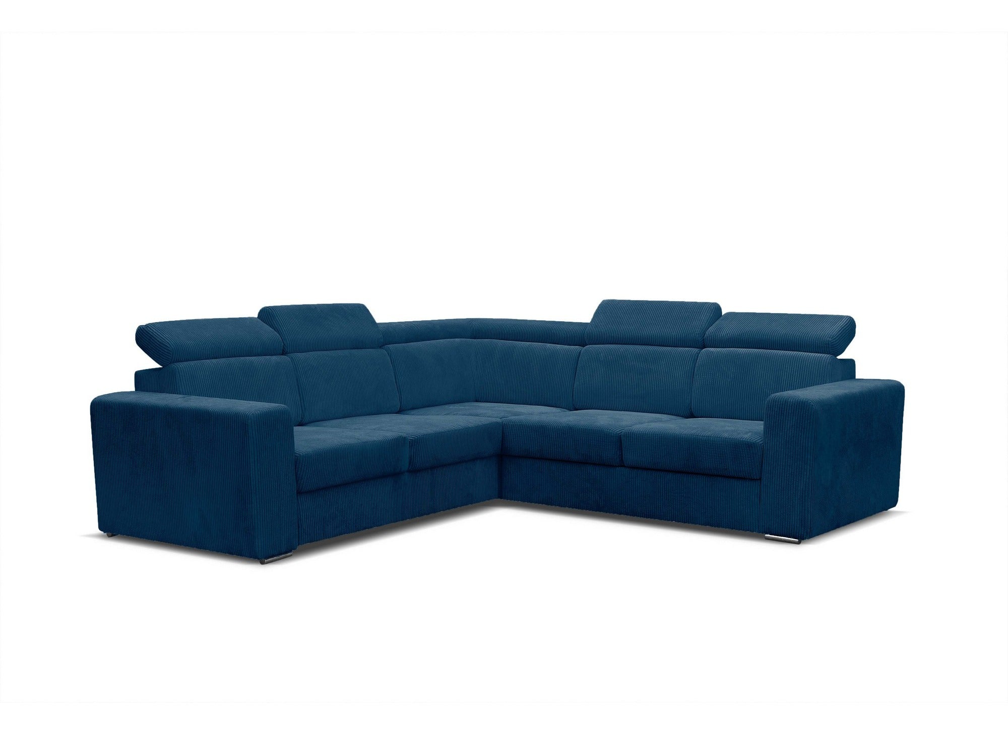 Canapé d'angle convertible et réversible en velours côtelé bleu MERYL