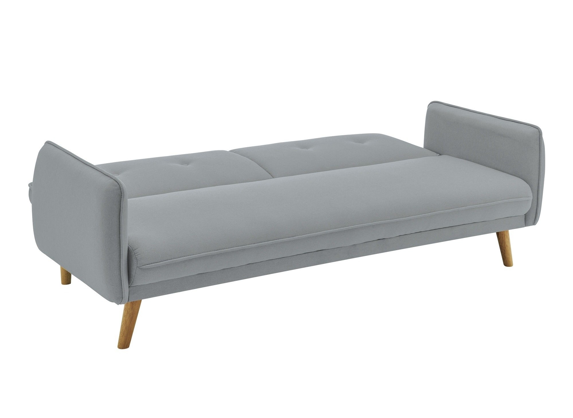 Canapé clic clac en tissu gris clair avec pieds en bois NATAL