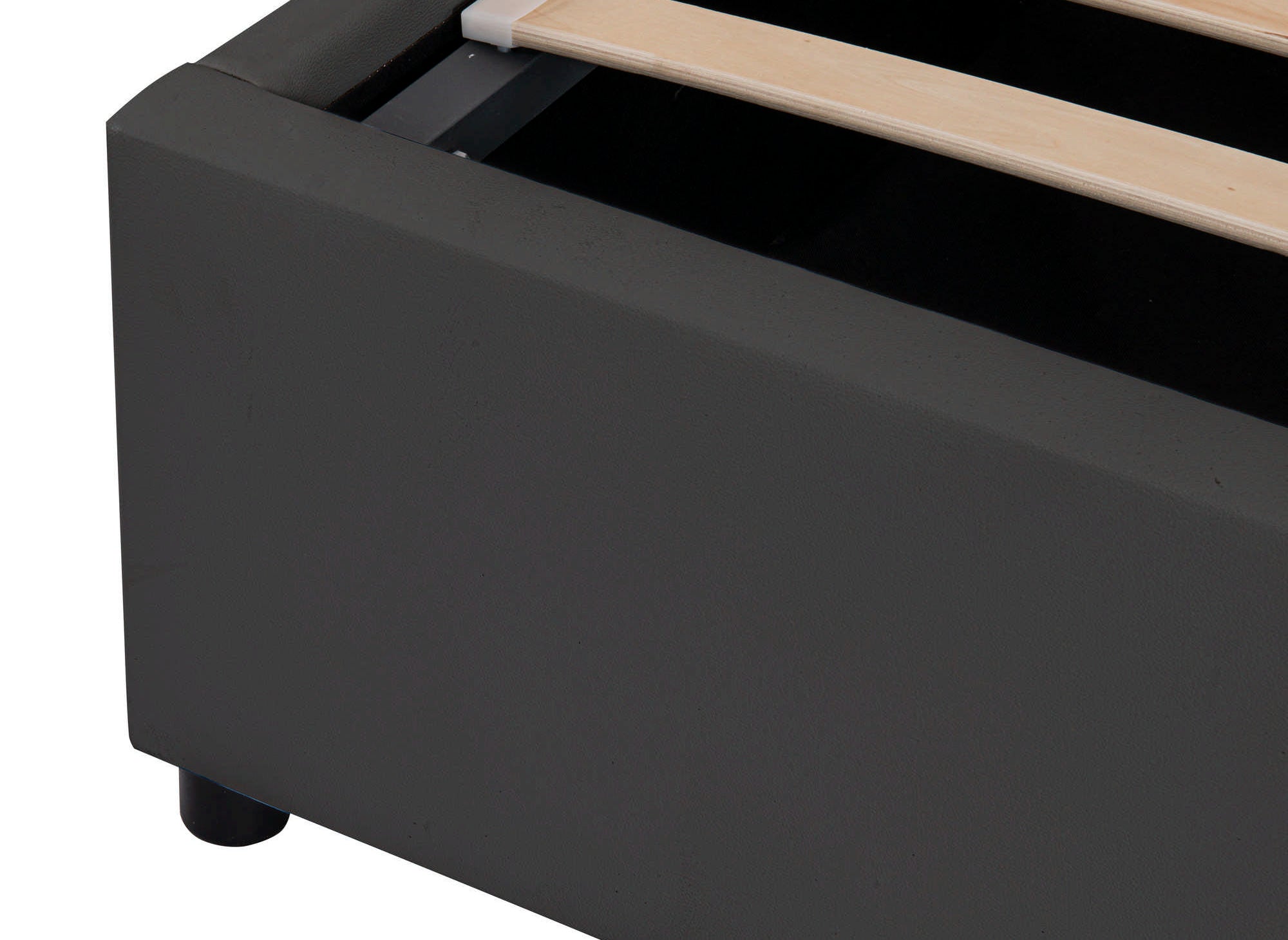 Lit sommier relevable avec coffre en simili cuir noir 160x200 cm LIZBAN