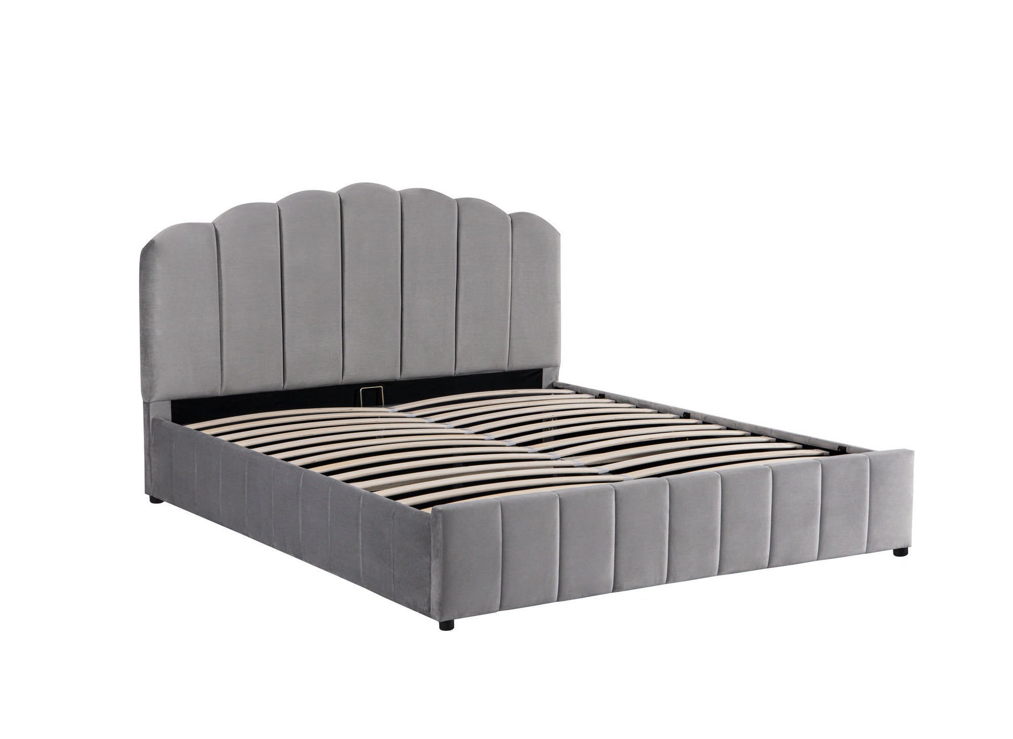 Lit coffre en velours gris 160x200 cm ELVIRA