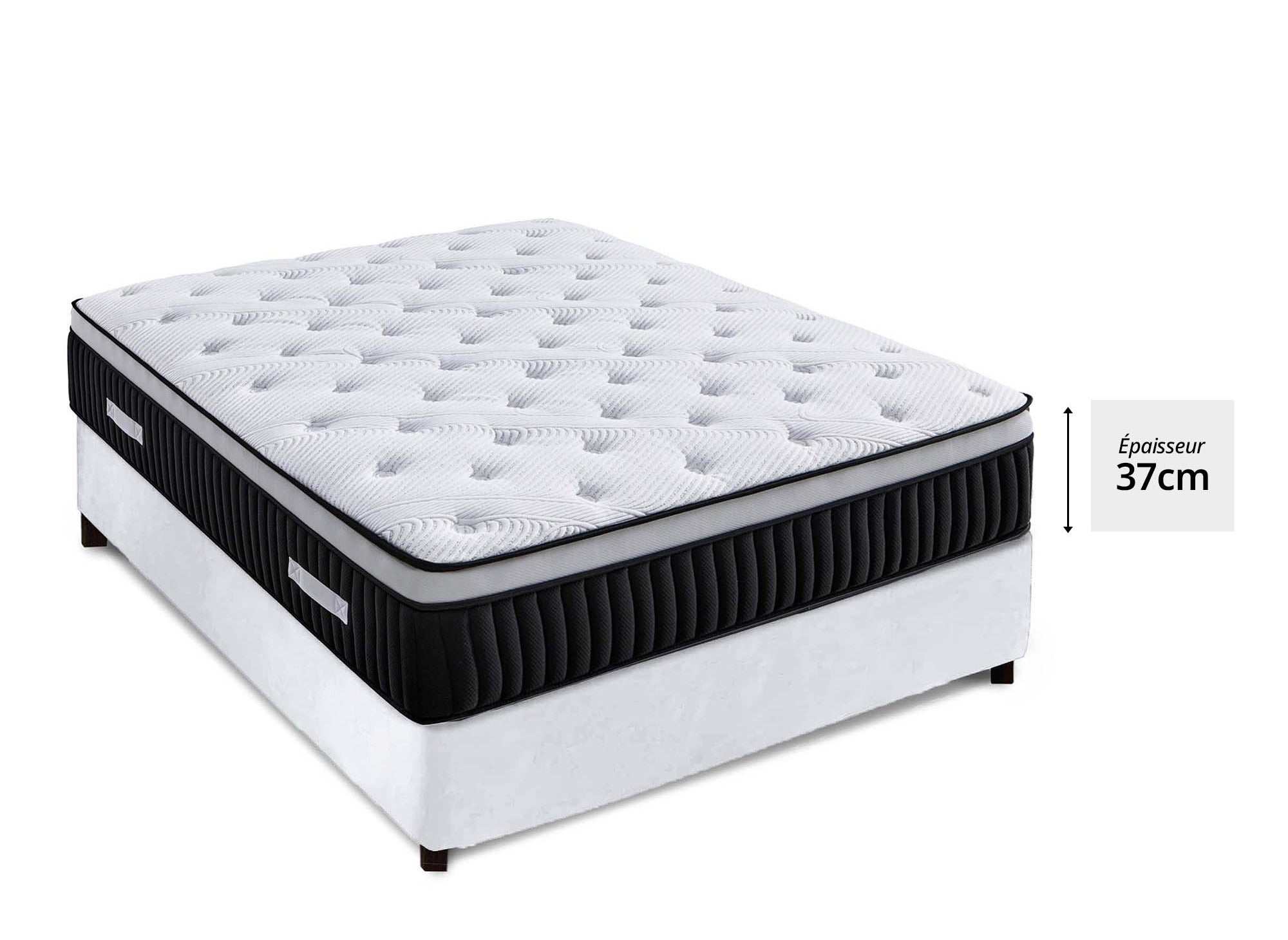 Matelas hybride mémoire de forme 180 x 200 cm épaisseur 37 cm - PILLOW