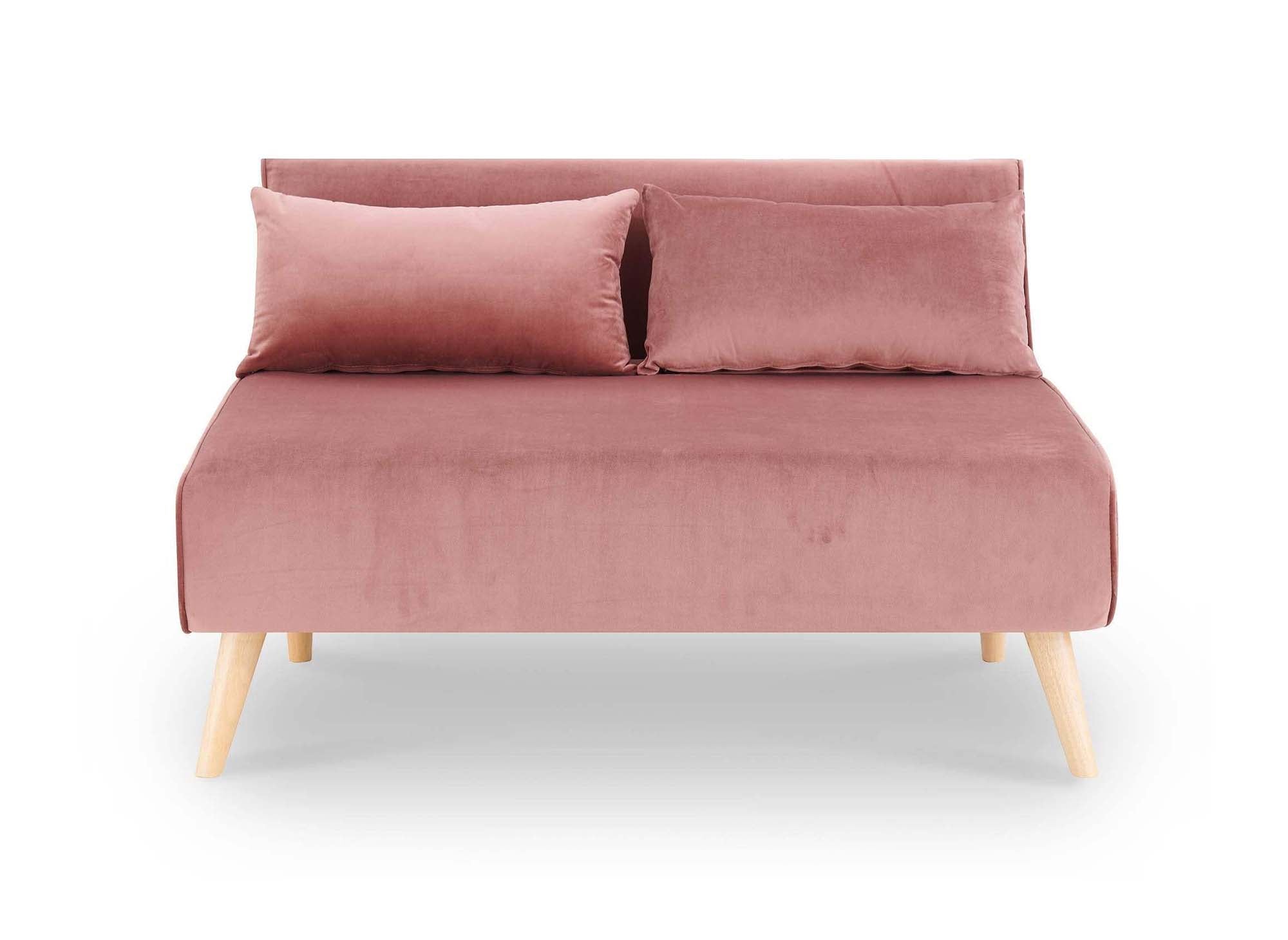 Banquette convertible 2 places en velours rose TONKA