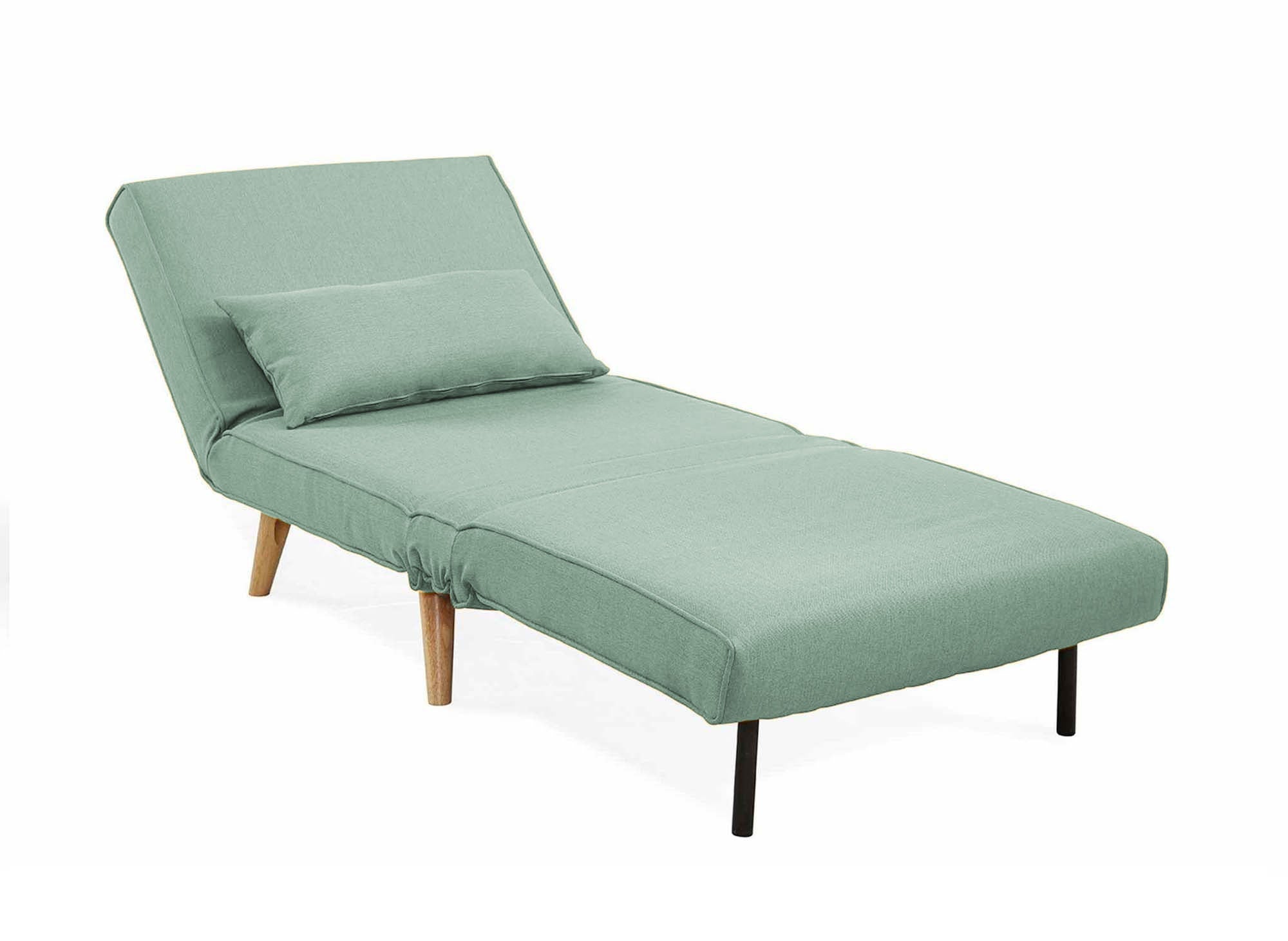 Fauteuil convertible en tissu vert d'eau TONKA
