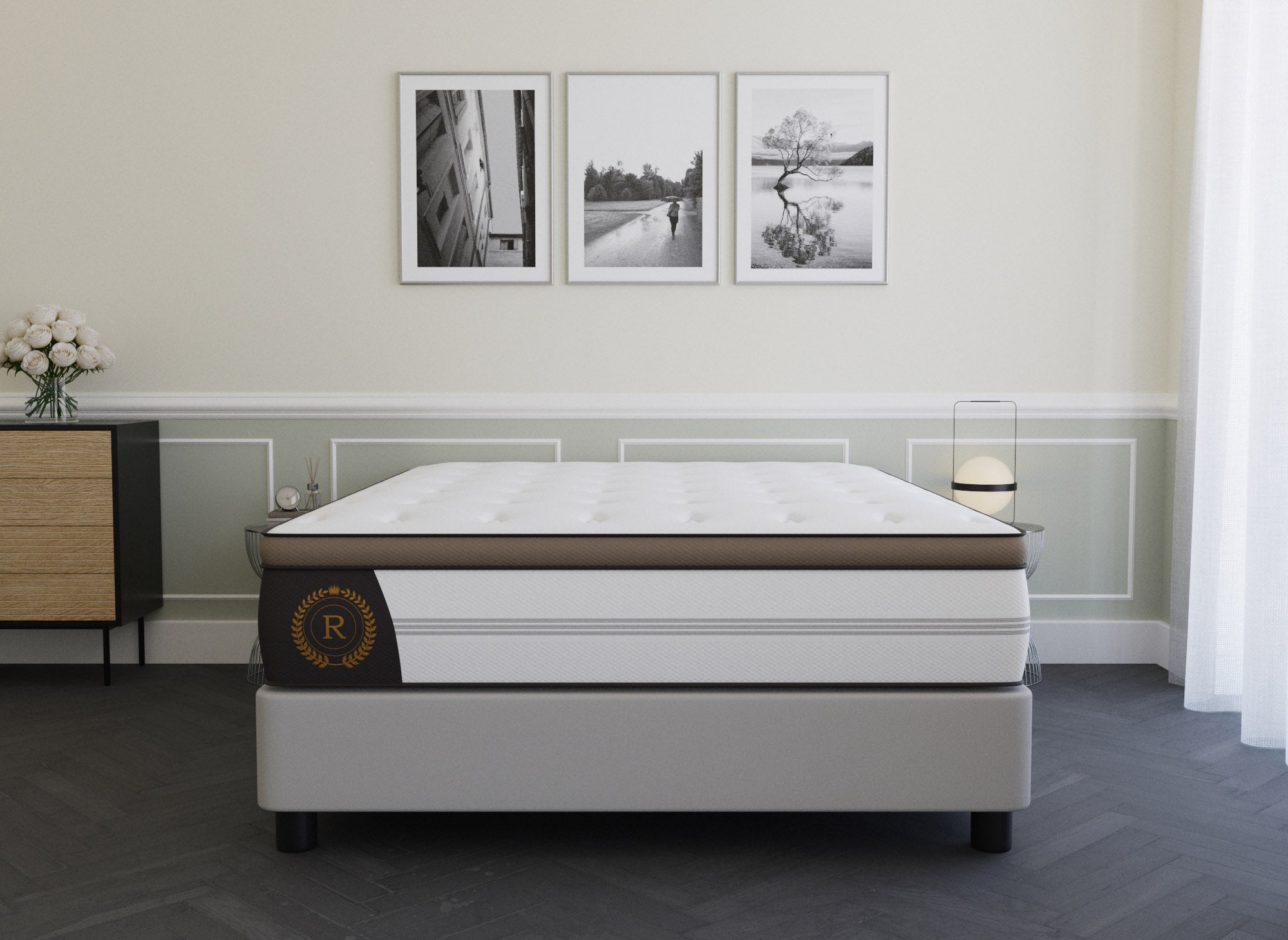 Matelas hybride ROYAL LUX 140 x 190 cm ressorts ensachés et mémoire de forme épaisseur 31 cm