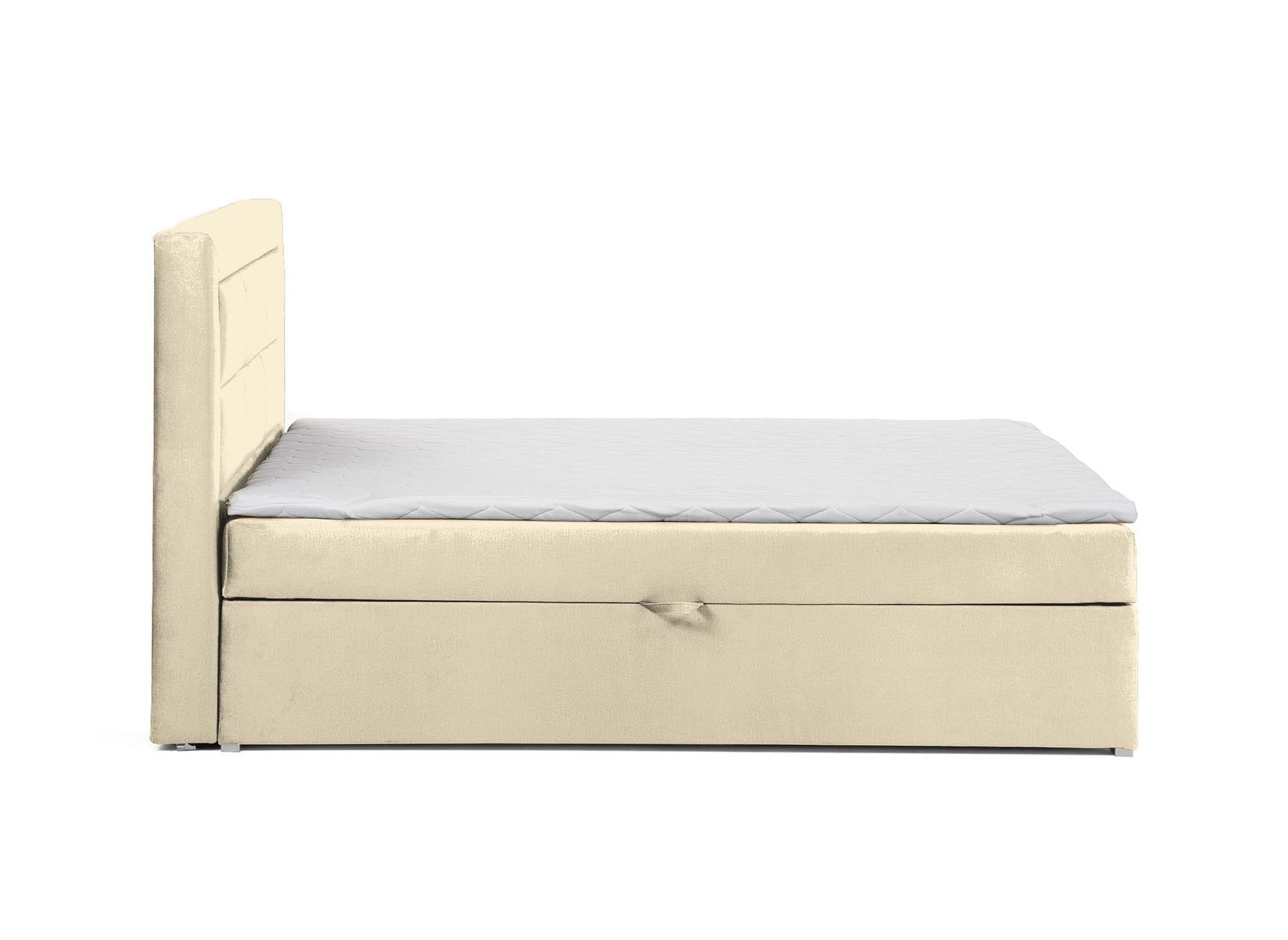 Lit boxspring 160x200 avec coffre de rangement en velours beige DAKOTA