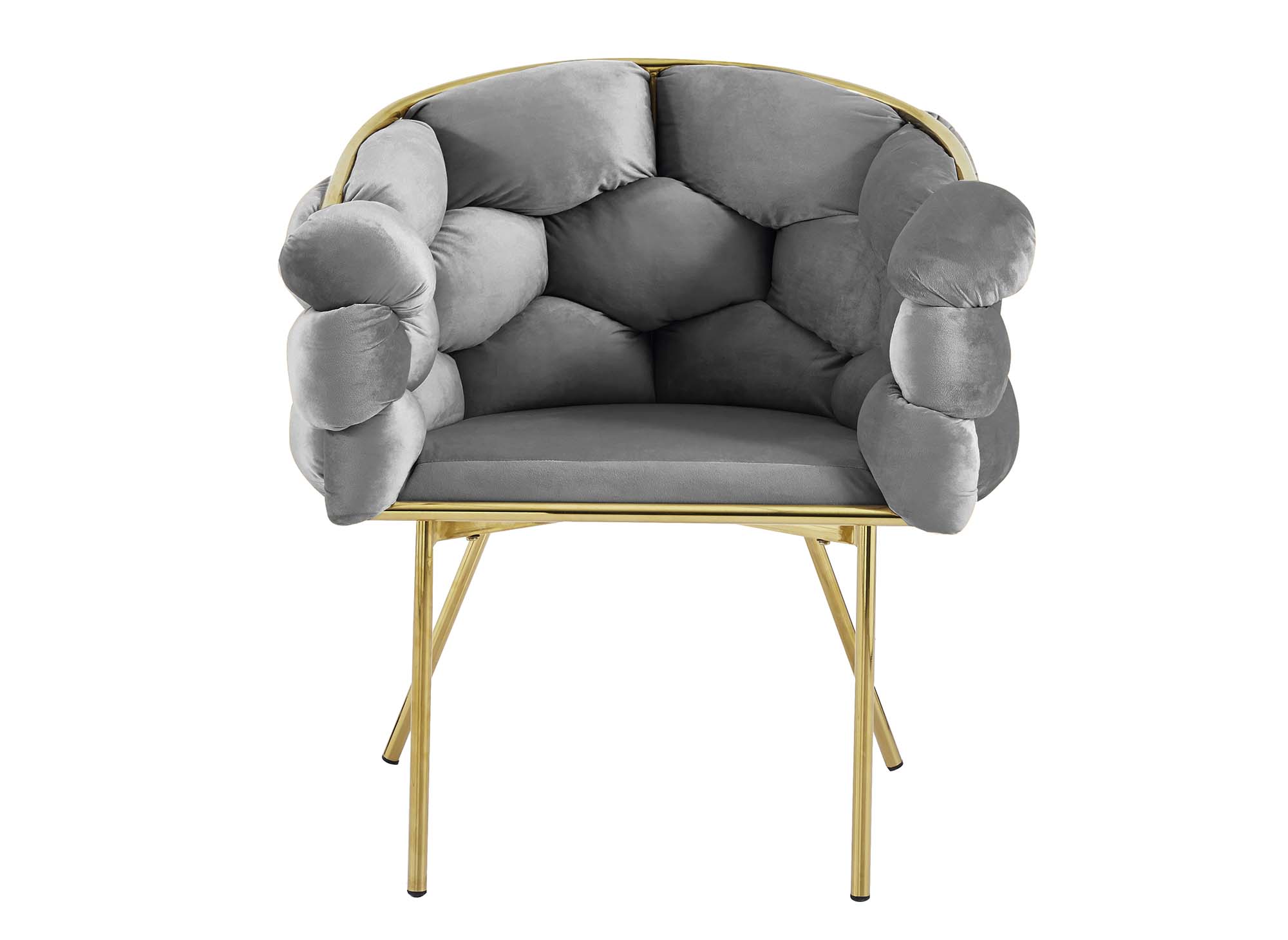 Lot de 2 chaises en velours gris pieds en métal doré CHARLOTTE