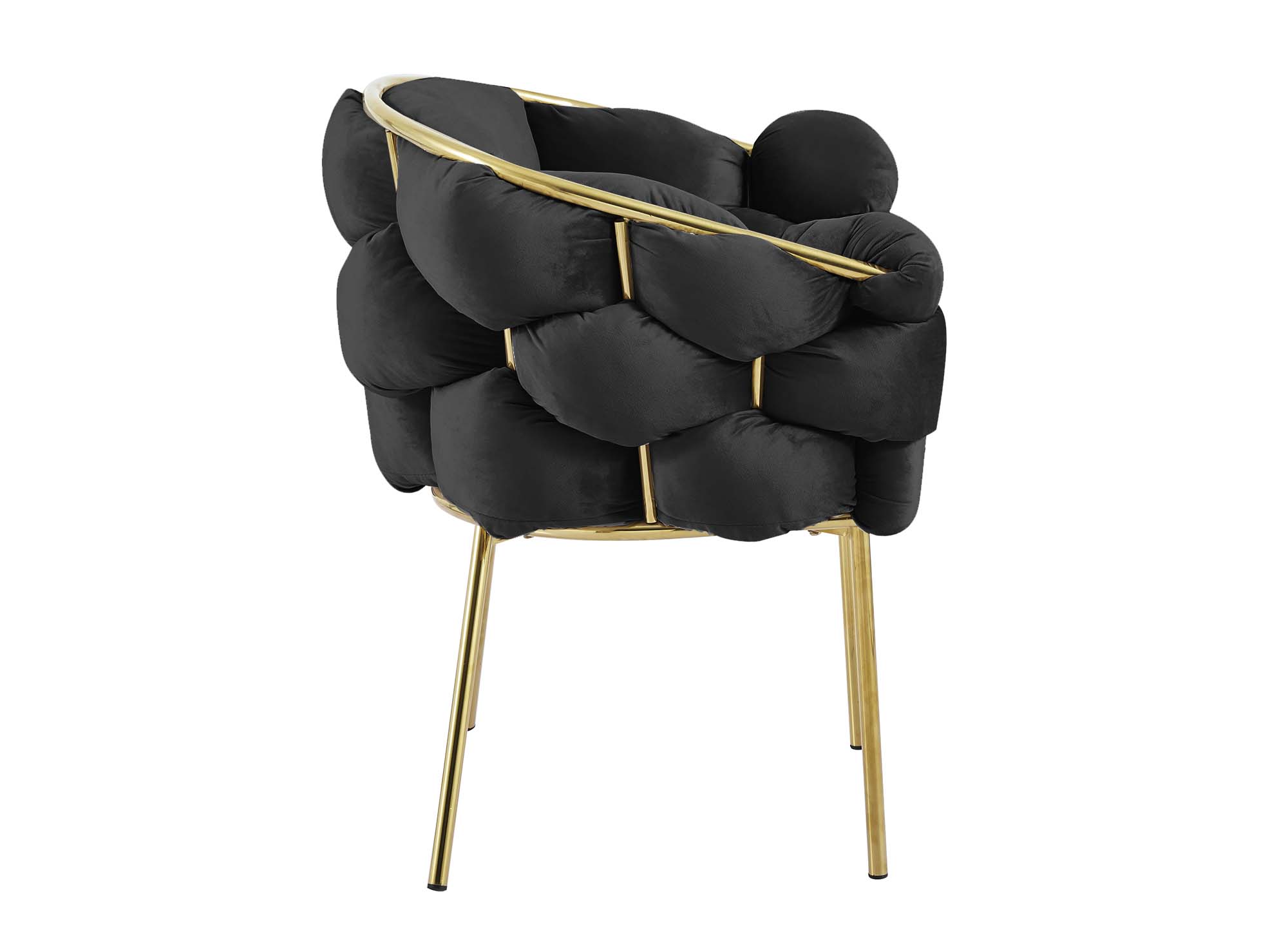 Lot de 2 chaises en velours noir pieds en métal doré CHARLOTTE