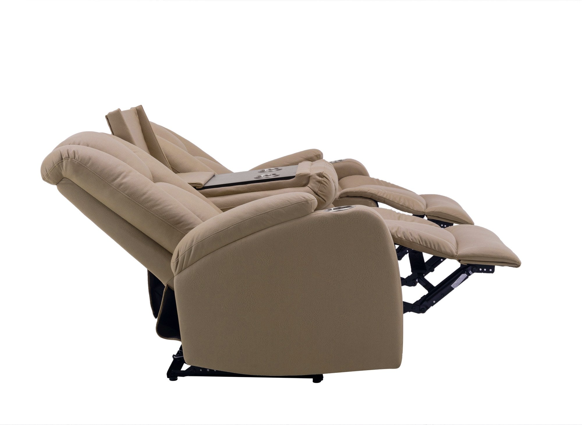 Divano relax elettrico 3 posti in tessuto microfibra beige EL CLARENCE