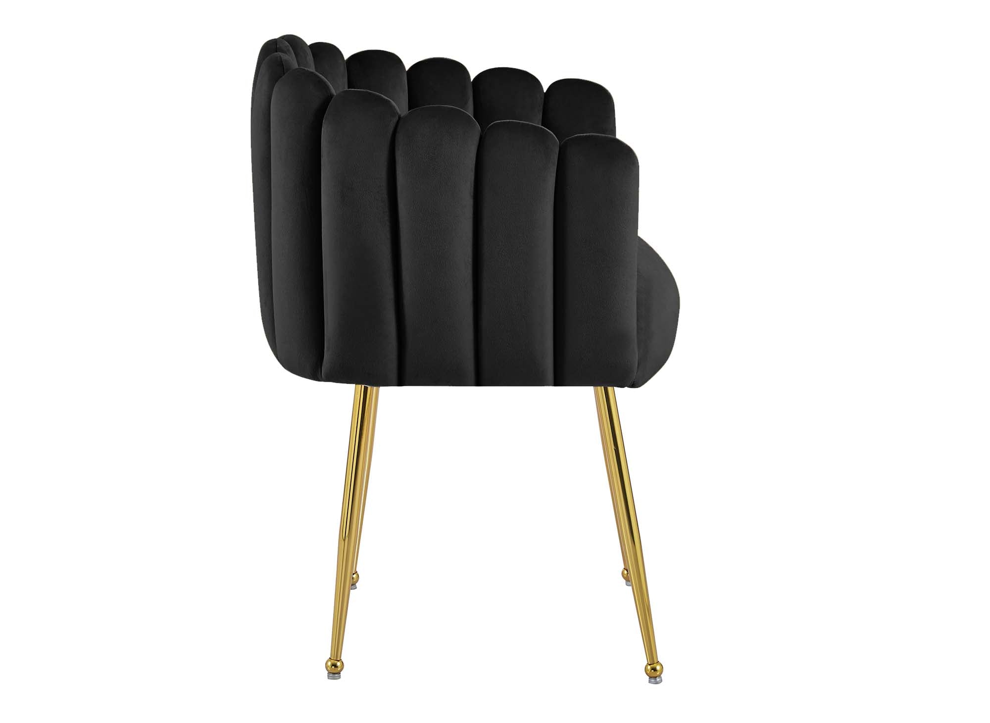 Chaise en velours noir pieds en métal doré HAYDEN