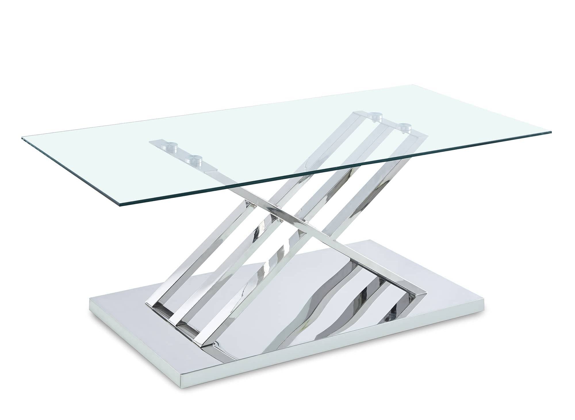 Table basse rectangulaire design avec pieds géométrique argentés NELLA