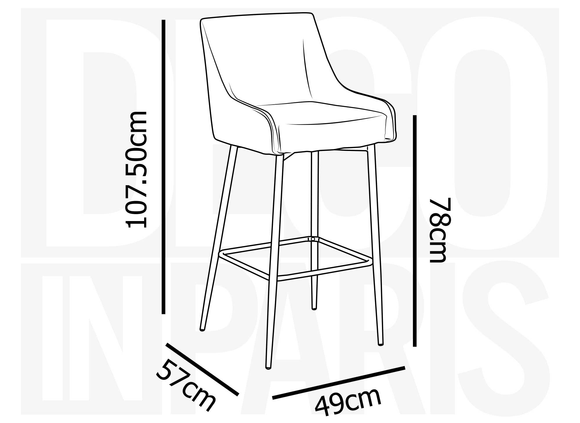 Lot de 2 tabourets de bar design en velours gris LALYA