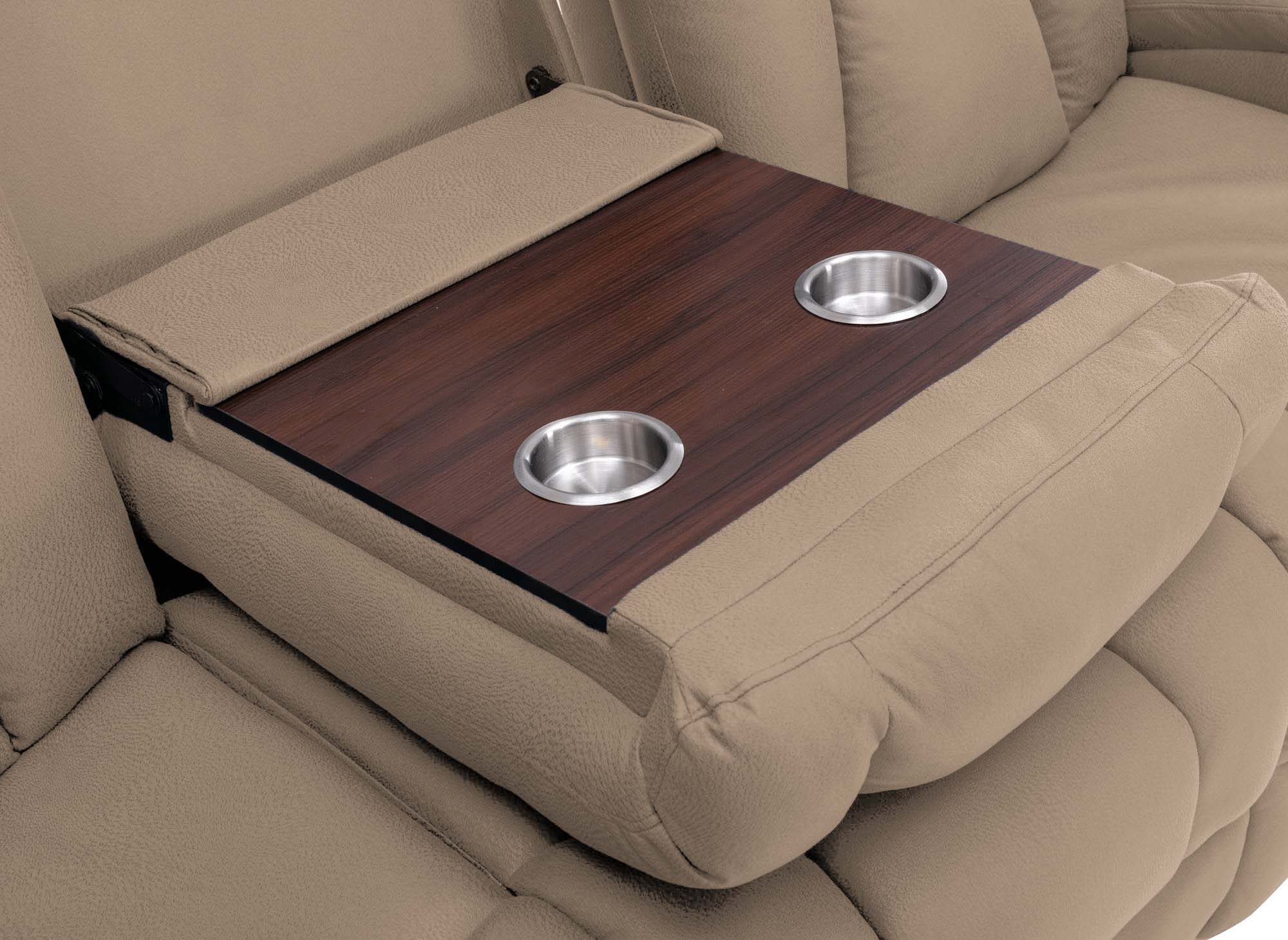 Divano relax elettrico 3 posti in tessuto microfibra beige EL CLARENCE