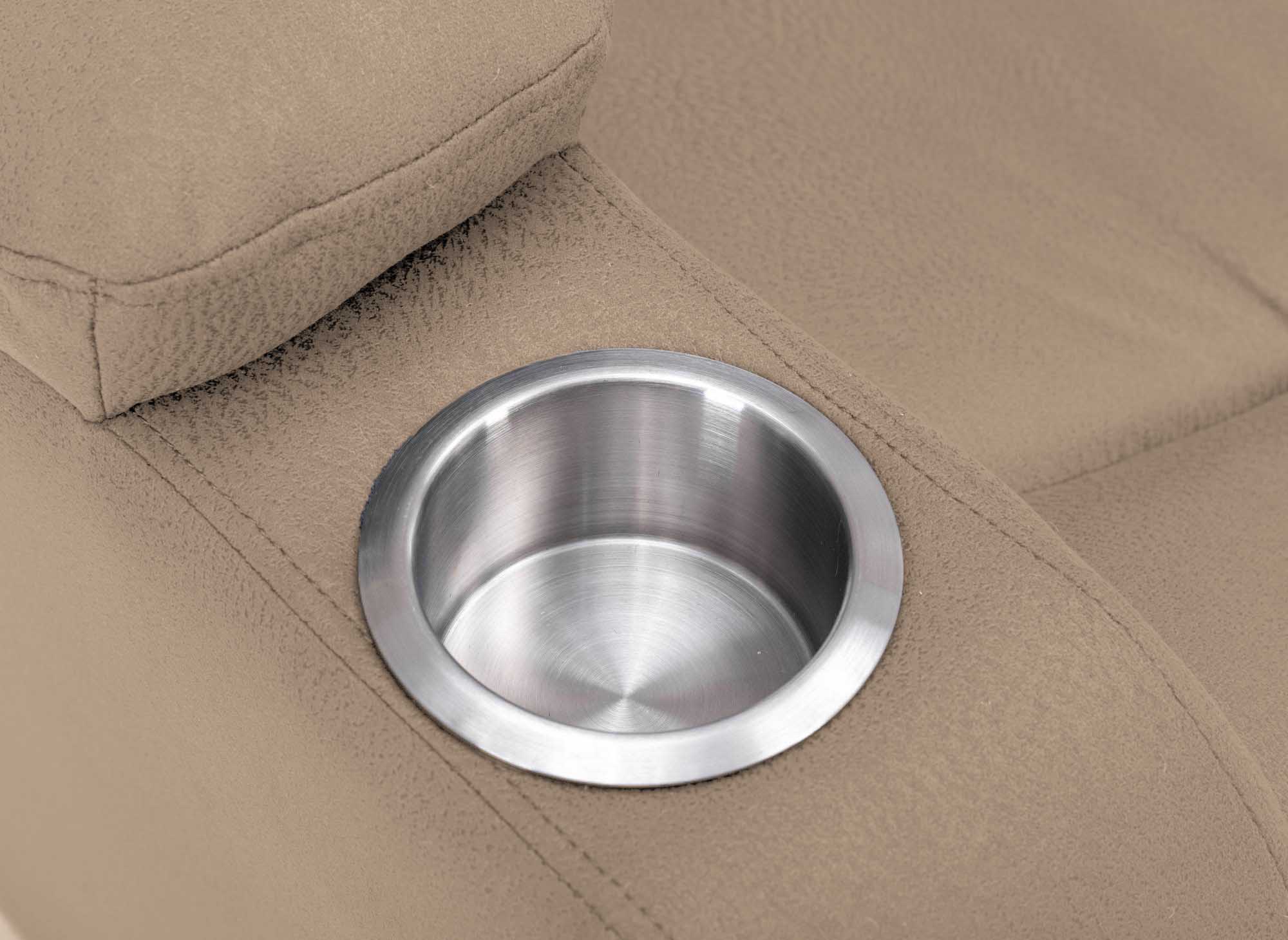 Divano relax elettrico 3 posti in tessuto microfibra beige EL CLARENCE