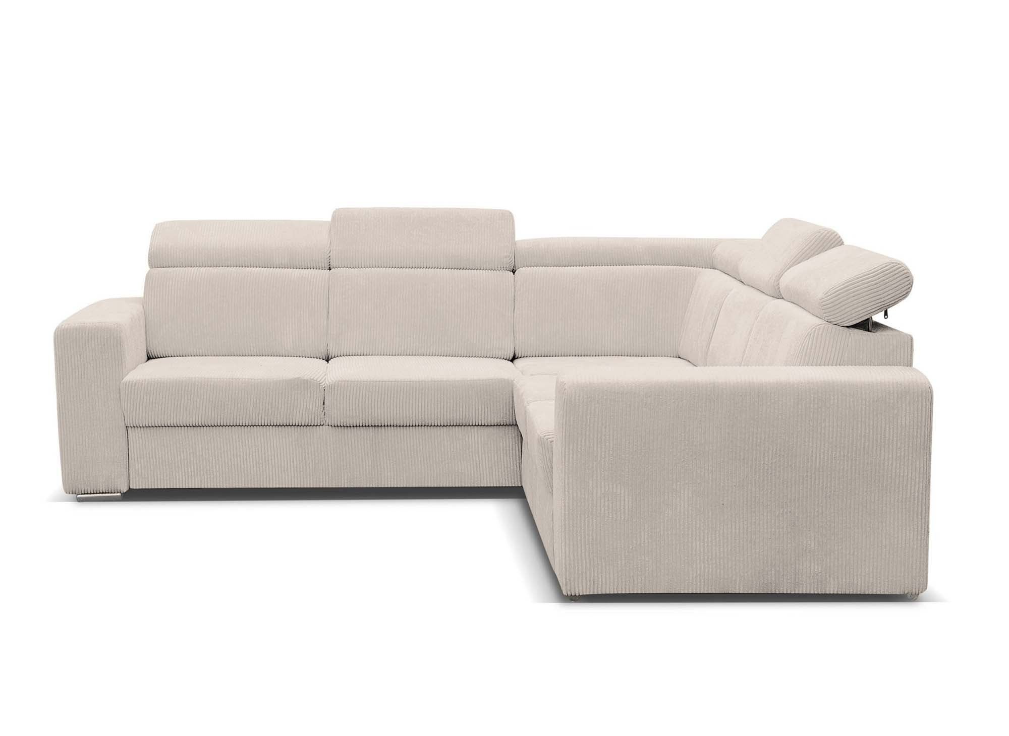 Canapé d'angle convertible et réversible en velours côtelé beige MERYL