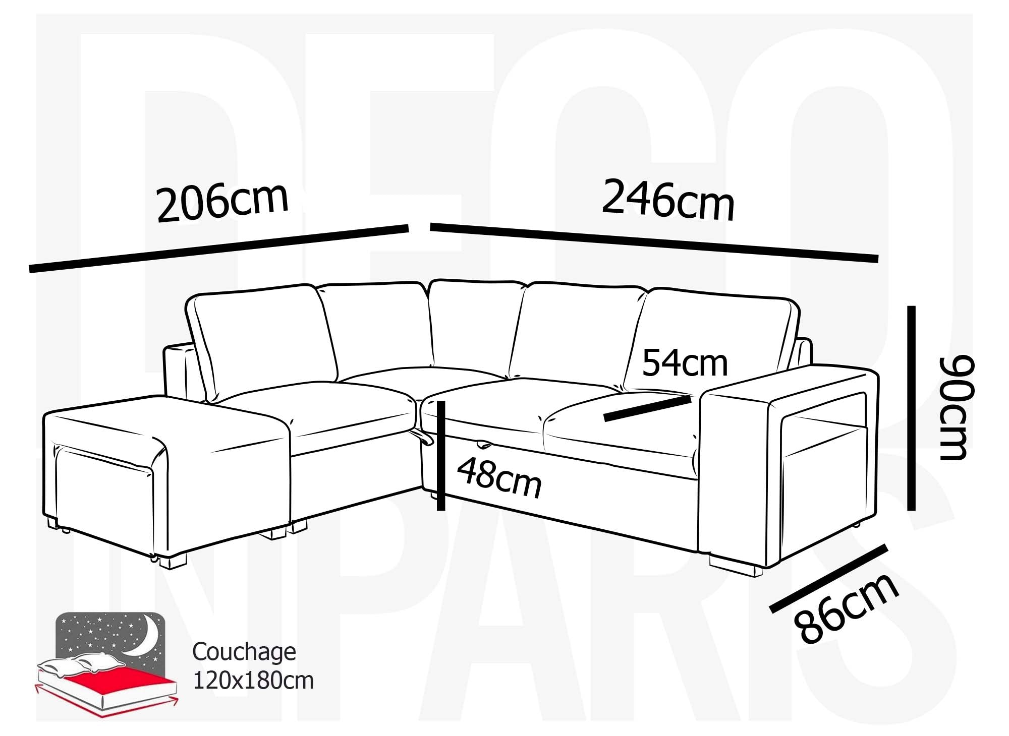 Canapé d'angle convertible en tissu gris foncé ALBAN - Angle gauche