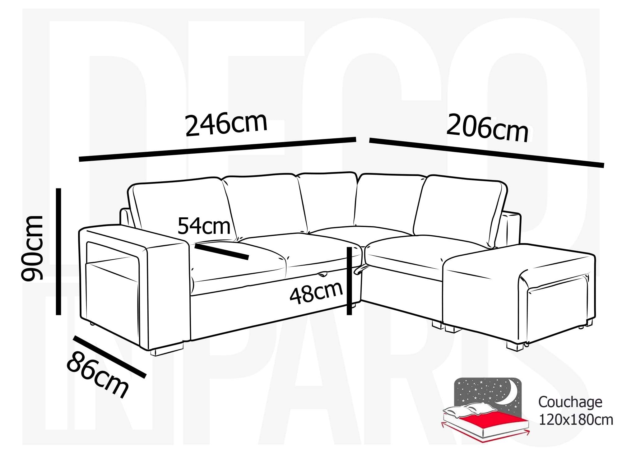 Divano angolare trasformabile in tessuto grigio scuro ALBAN - Angolo retto