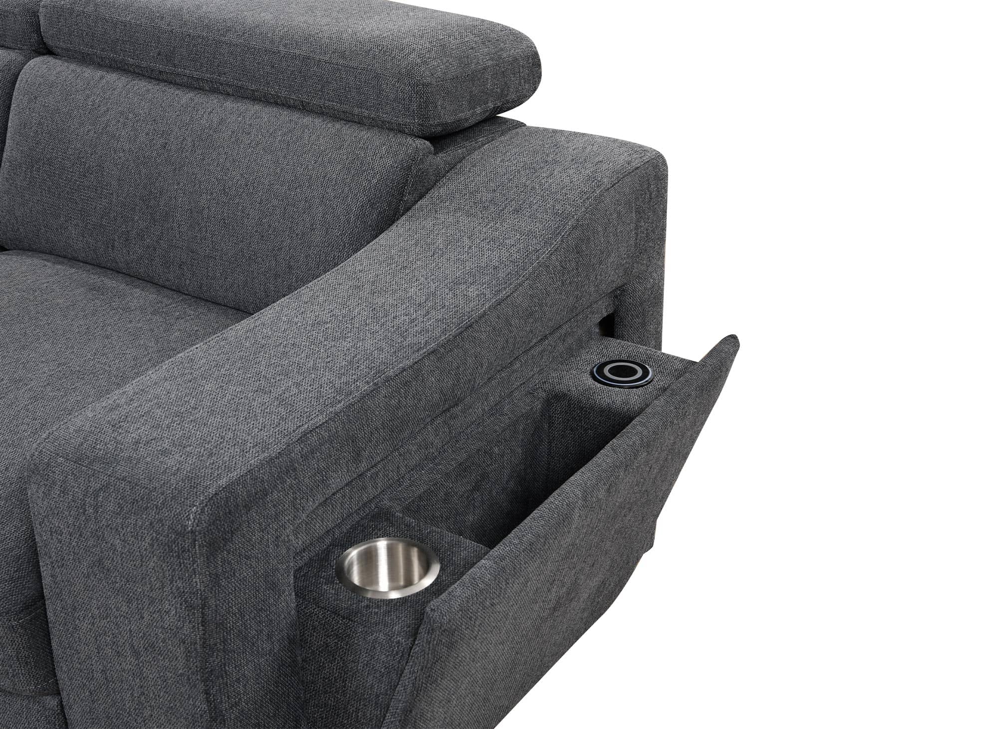 Canapé d'angle convertible en tissu gris foncé DEREK XL - Angle gauche