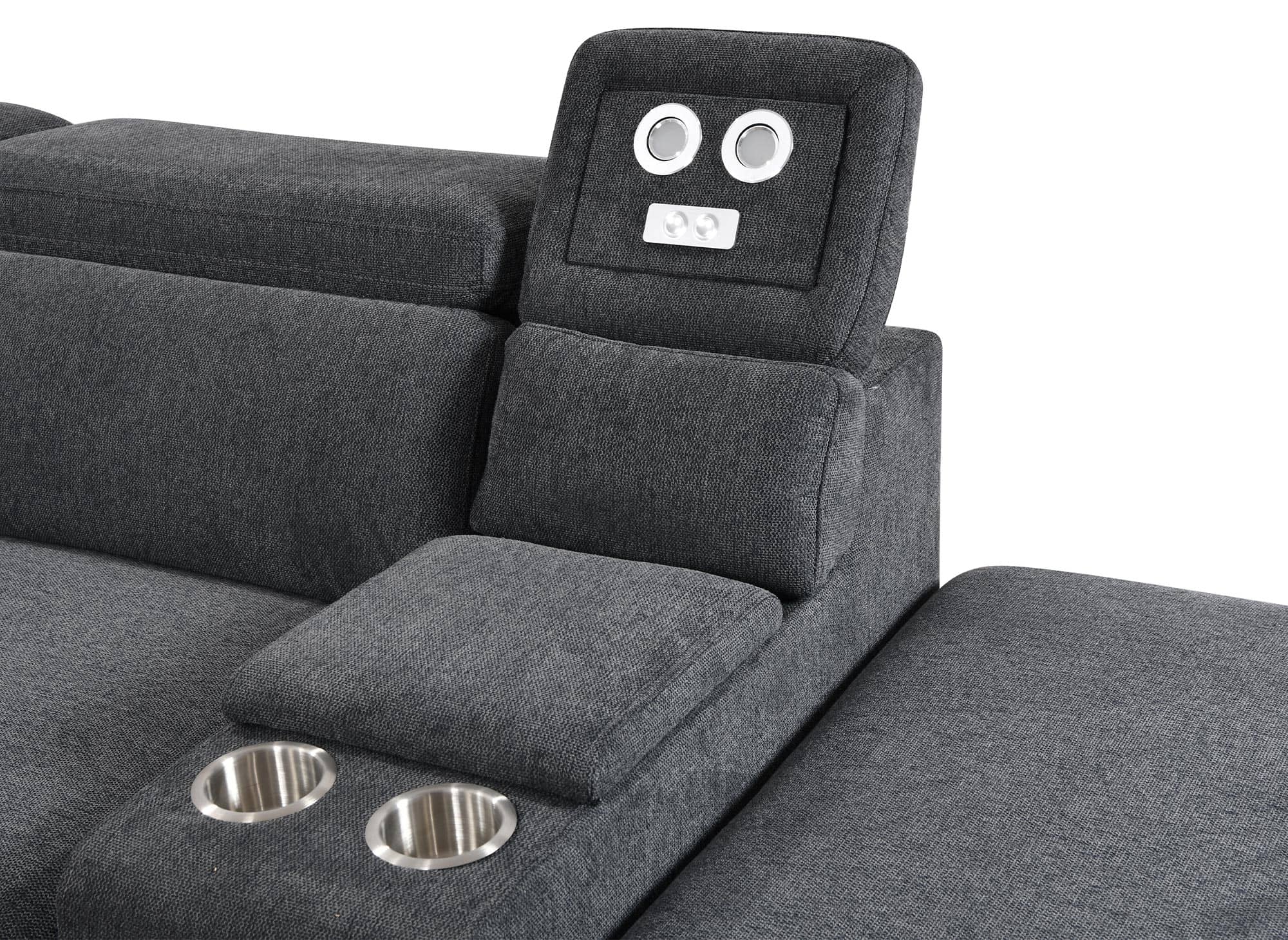 Canapé d'angle convertible en tissu gris foncé DEREK XL - Angle droit