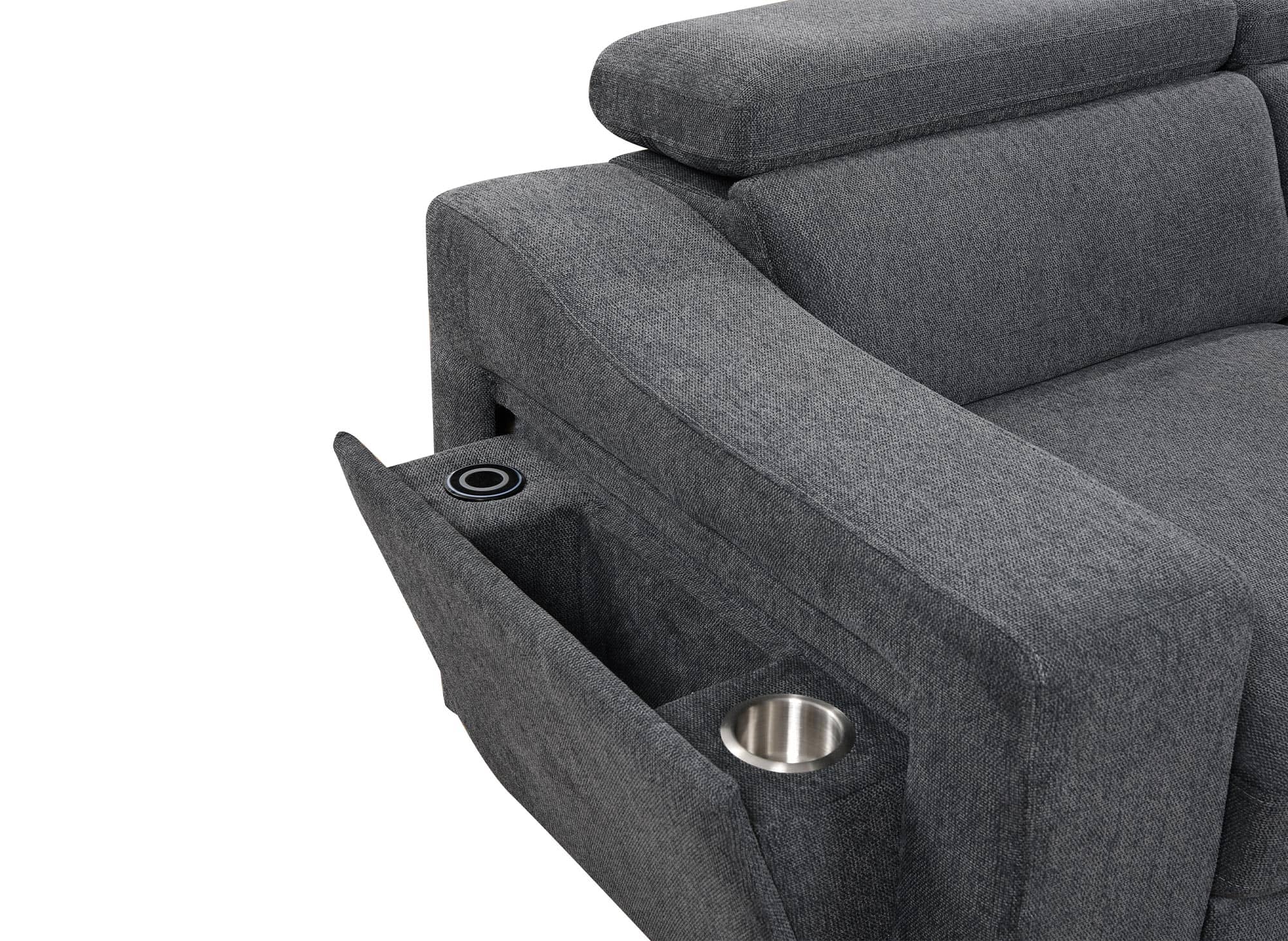Canapé d'angle convertible en tissu gris foncé DEREK XL - Angle droit