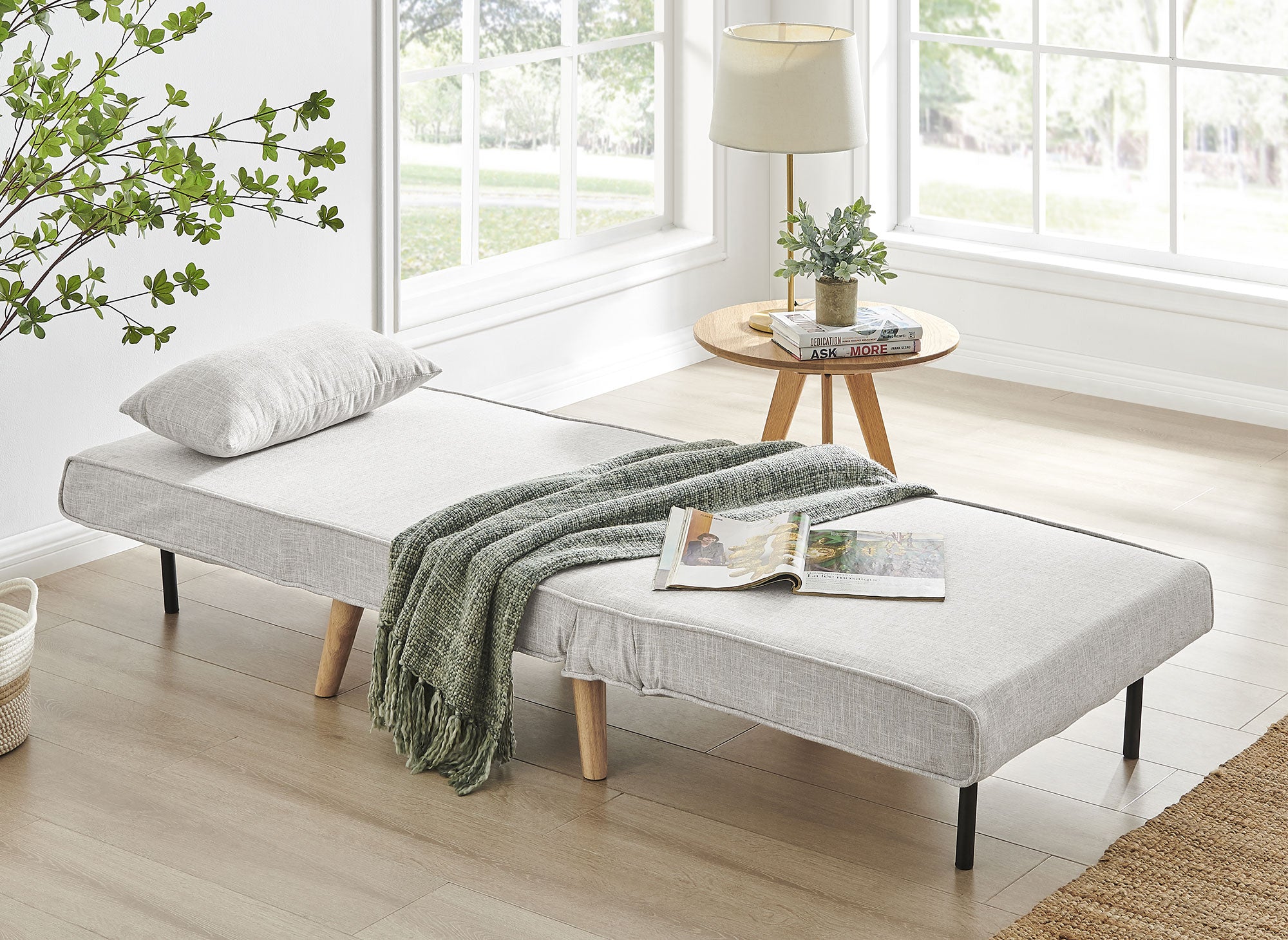 Fauteuil convertible en tissu beige TONKA