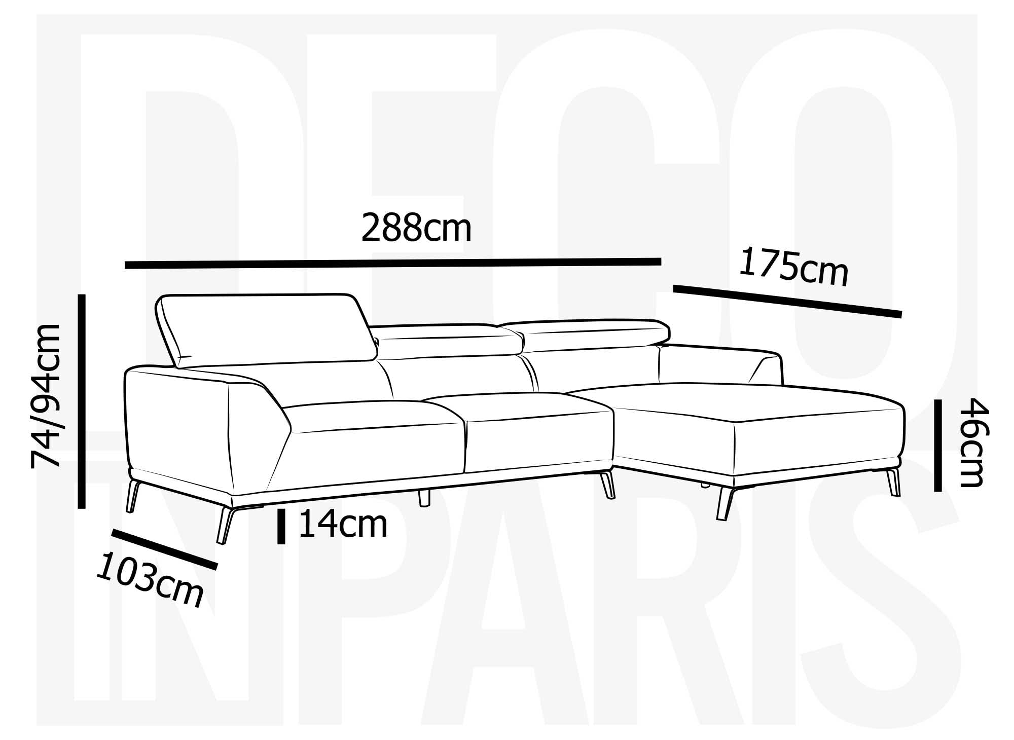 Canapé d'angle avec méridienne en tissu beige KALISTA - Angle Droit