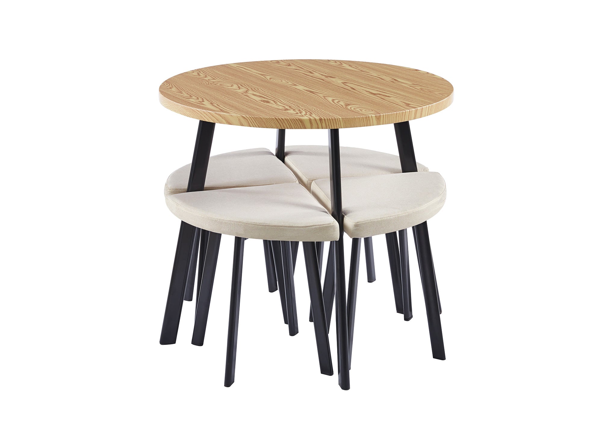 Ensemble table à manger en bois avec 4 tabourets beige IRINA