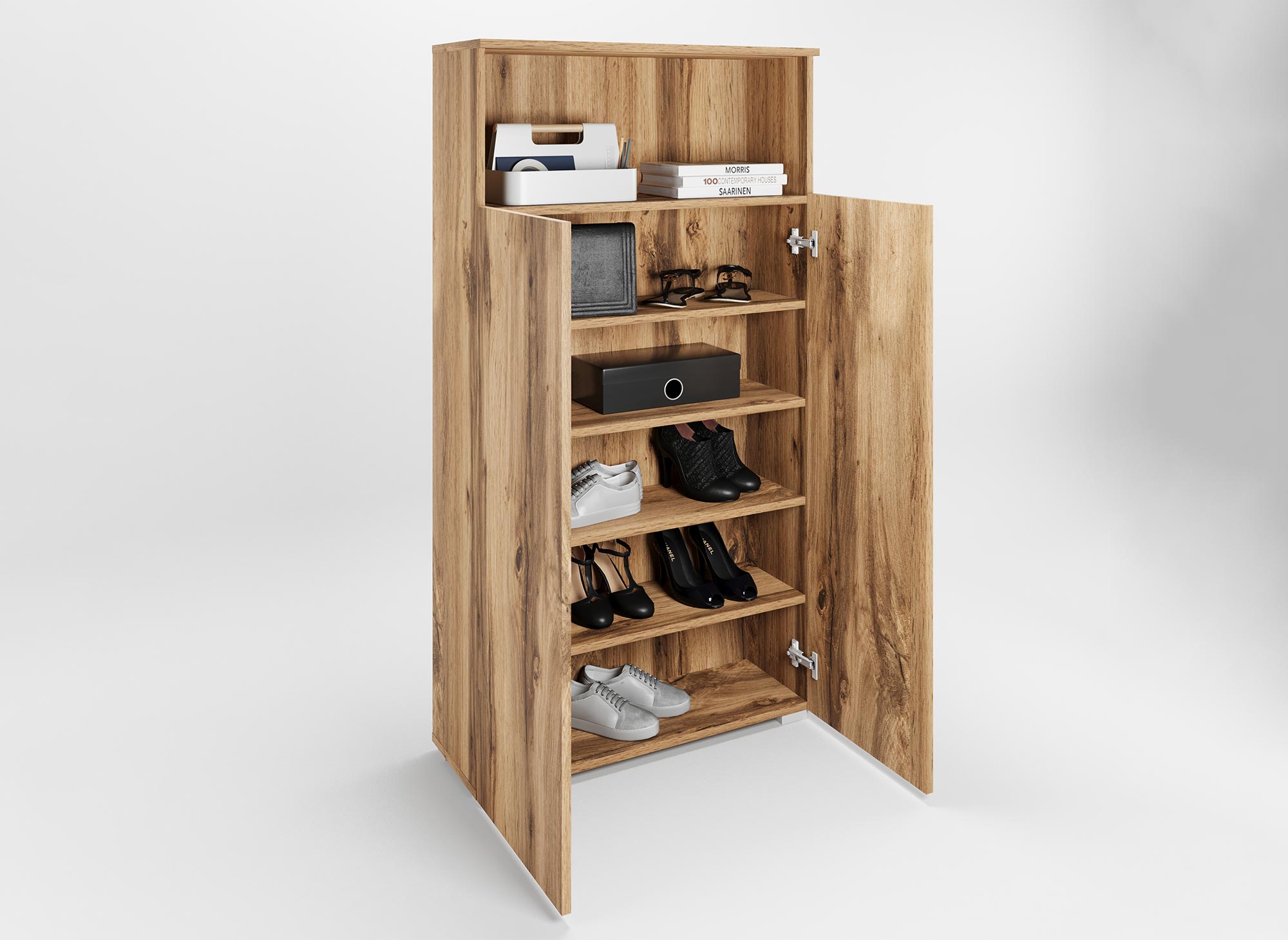 Meuble à chaussures 5 compartiments et 1 niche en bois BAKI