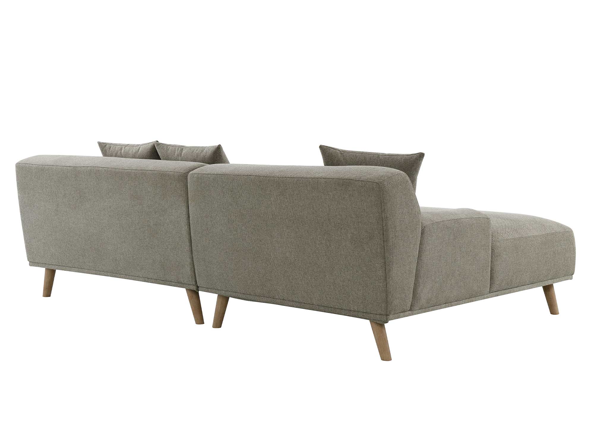Canapé d'angle scandinave avec méridienne en tissu taupe KAROLINA - Angle Gauche