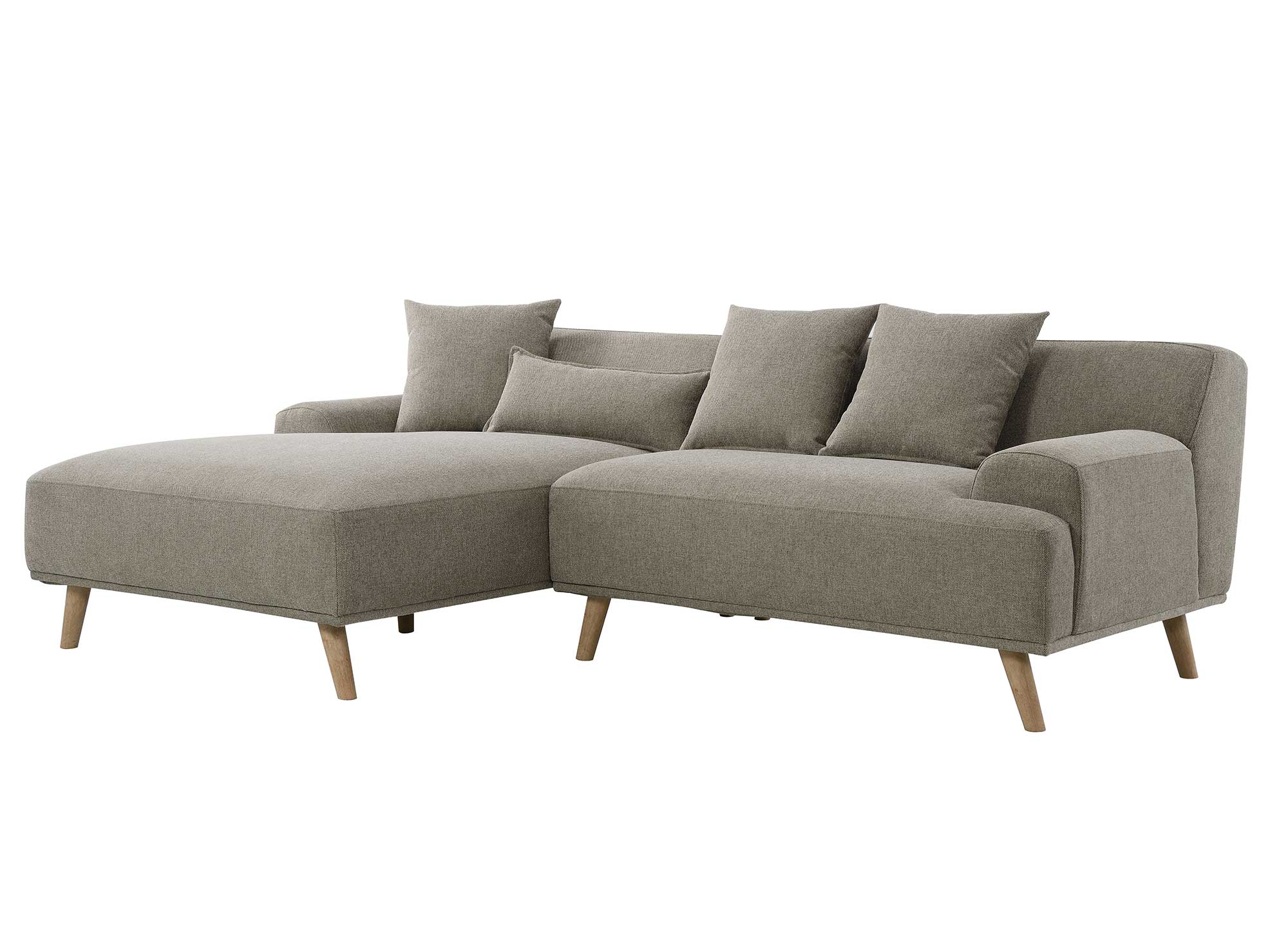 Canapé d'angle scandinave avec méridienne en tissu taupe KAROLINA - Angle Gauche
